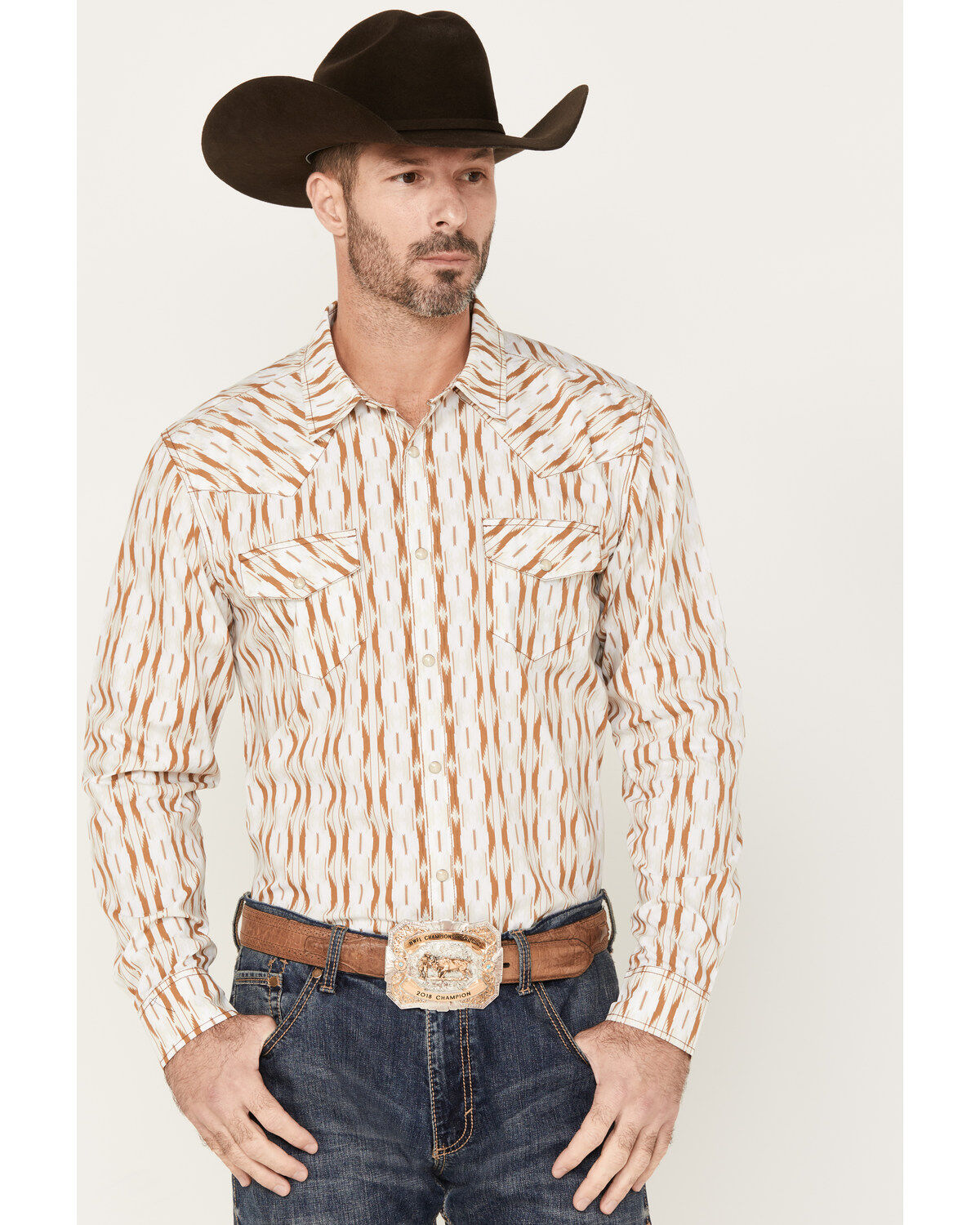 Men's Gibson Old Creek Geo Print Long Sleeve Pearl Snap Western Shirt