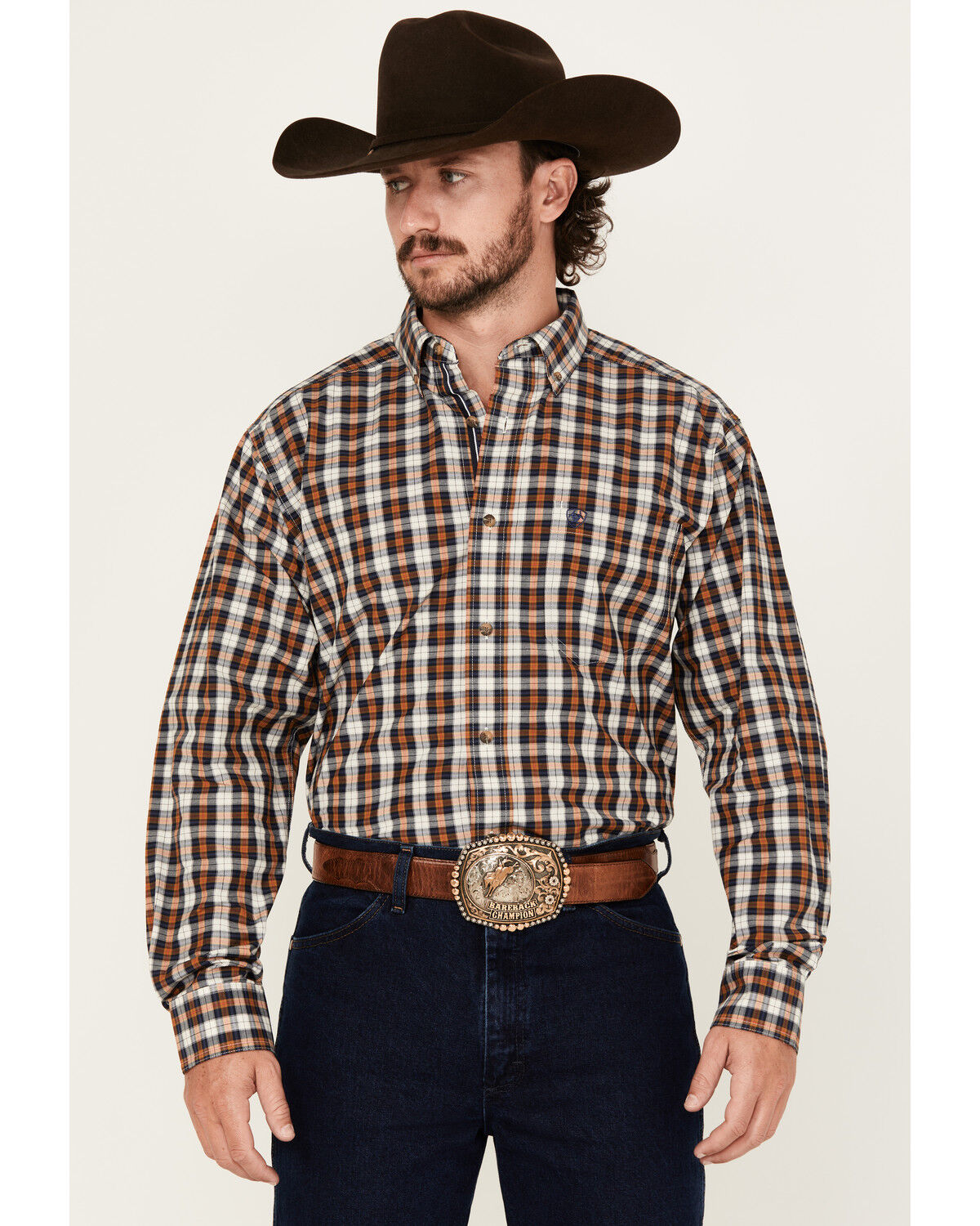 Men's Ariat Pro Thomas Plaid Print Long Sleeve Button-Down Western Shi