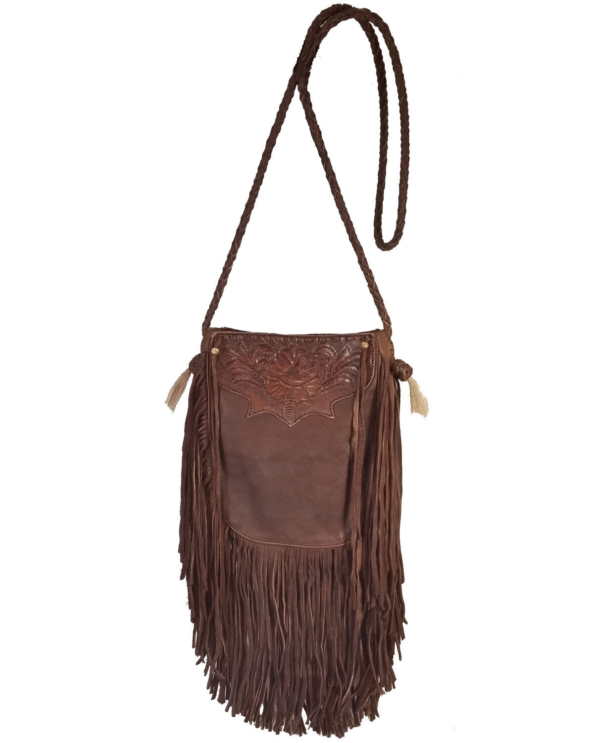 Women's Kobler Leather Brown Tooled Pouch Crossbody Bag