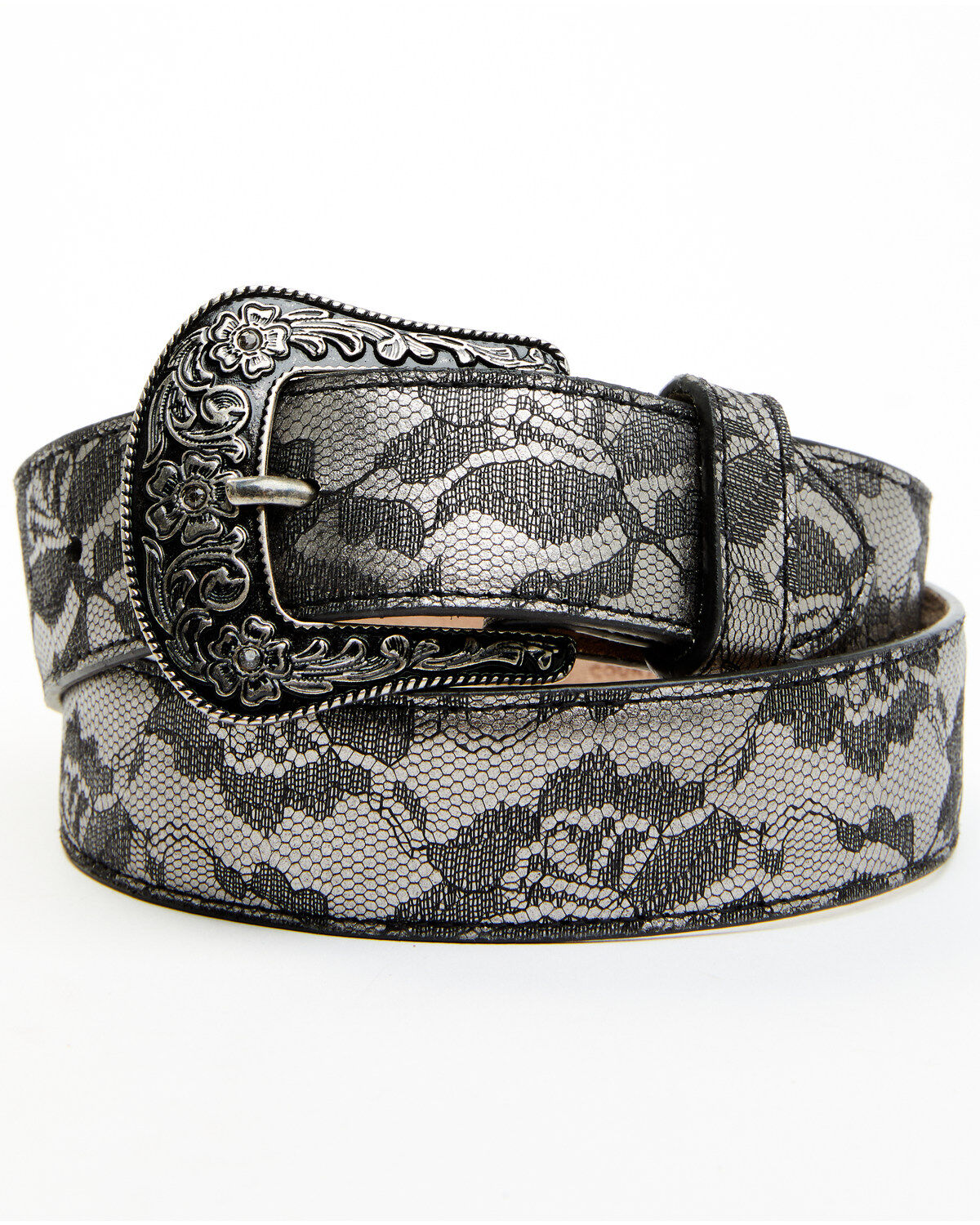 Women's Shyanne Silver Floral Lace Belt
