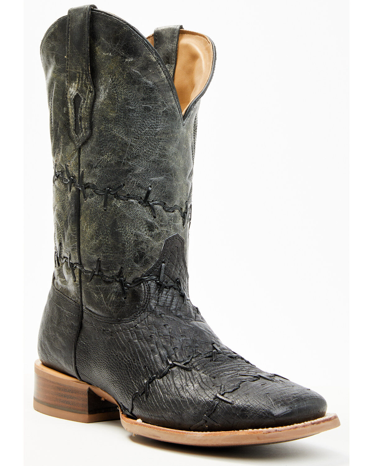 Men's Corral Exotic Ostrich Barbed Wire Western Boots - Broad Square T