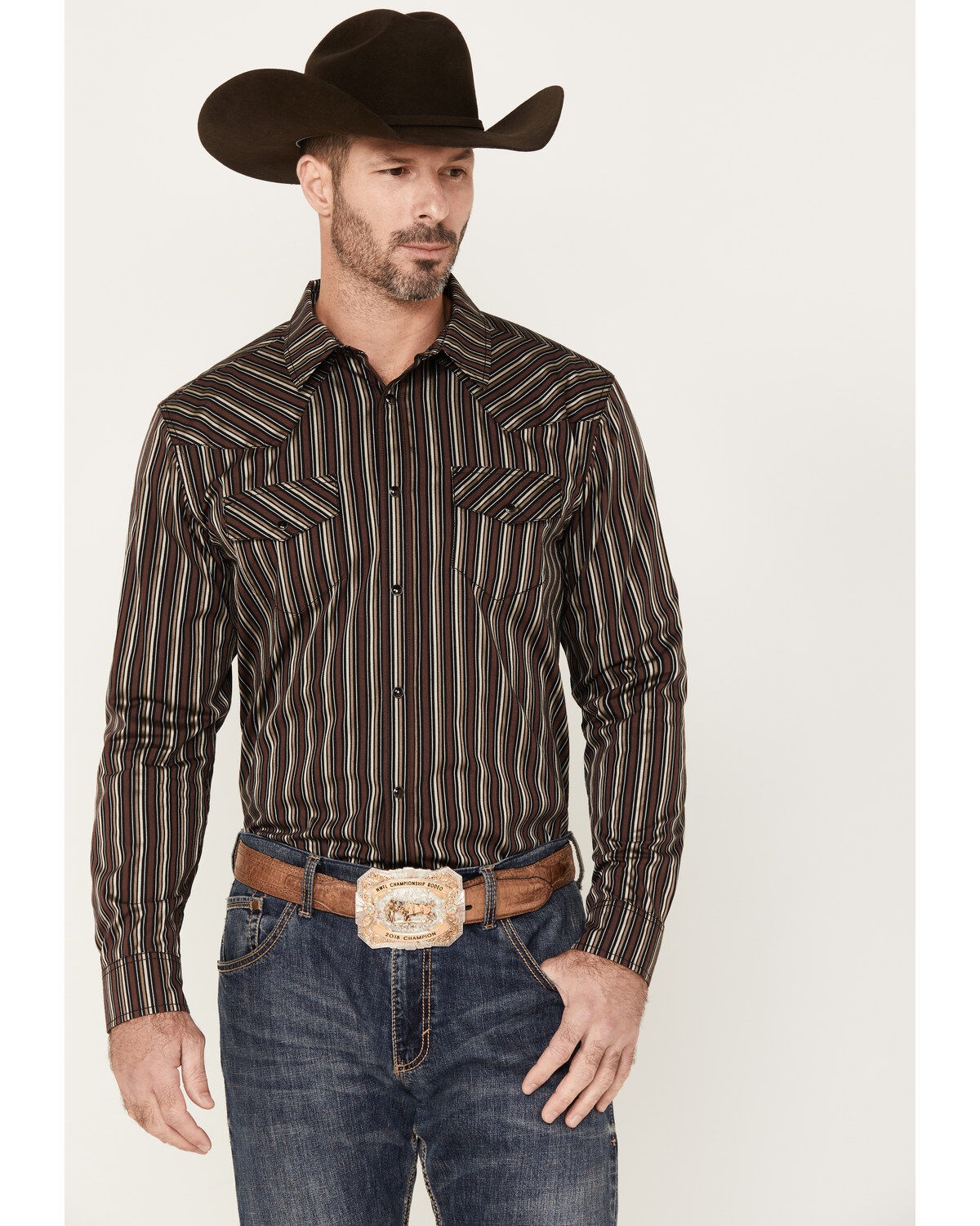 Men's Gibson Hideout Striped Long Sleeve Snap Western Shirt