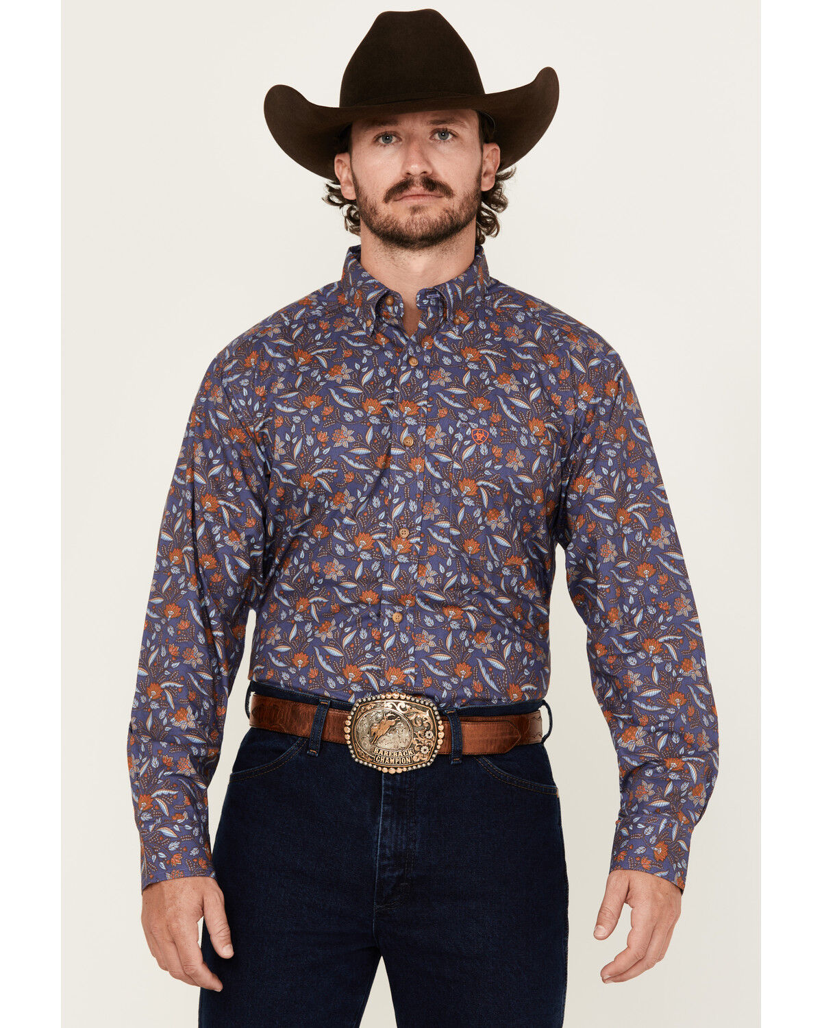 Men's Ariat Ty Floral Print Long Sleeve Button-Down Western Shirt