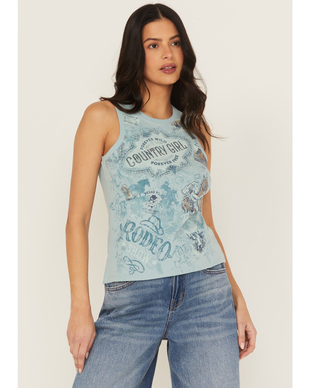 Women's Shyanne Rhinestone Icon Rib Knit Graphic Tank