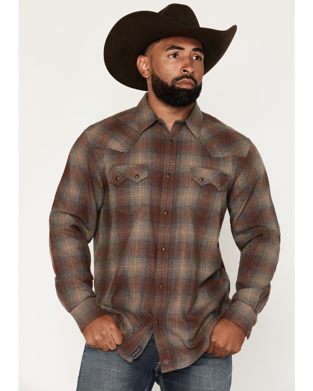 Men's Moonshine Spirit Bluff Plaid Print Long Sleeve Snap Flannel Shi