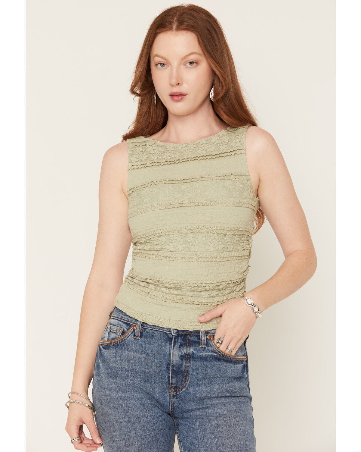 Women's Cleo + Wolf Lace Ruched Tank Top
