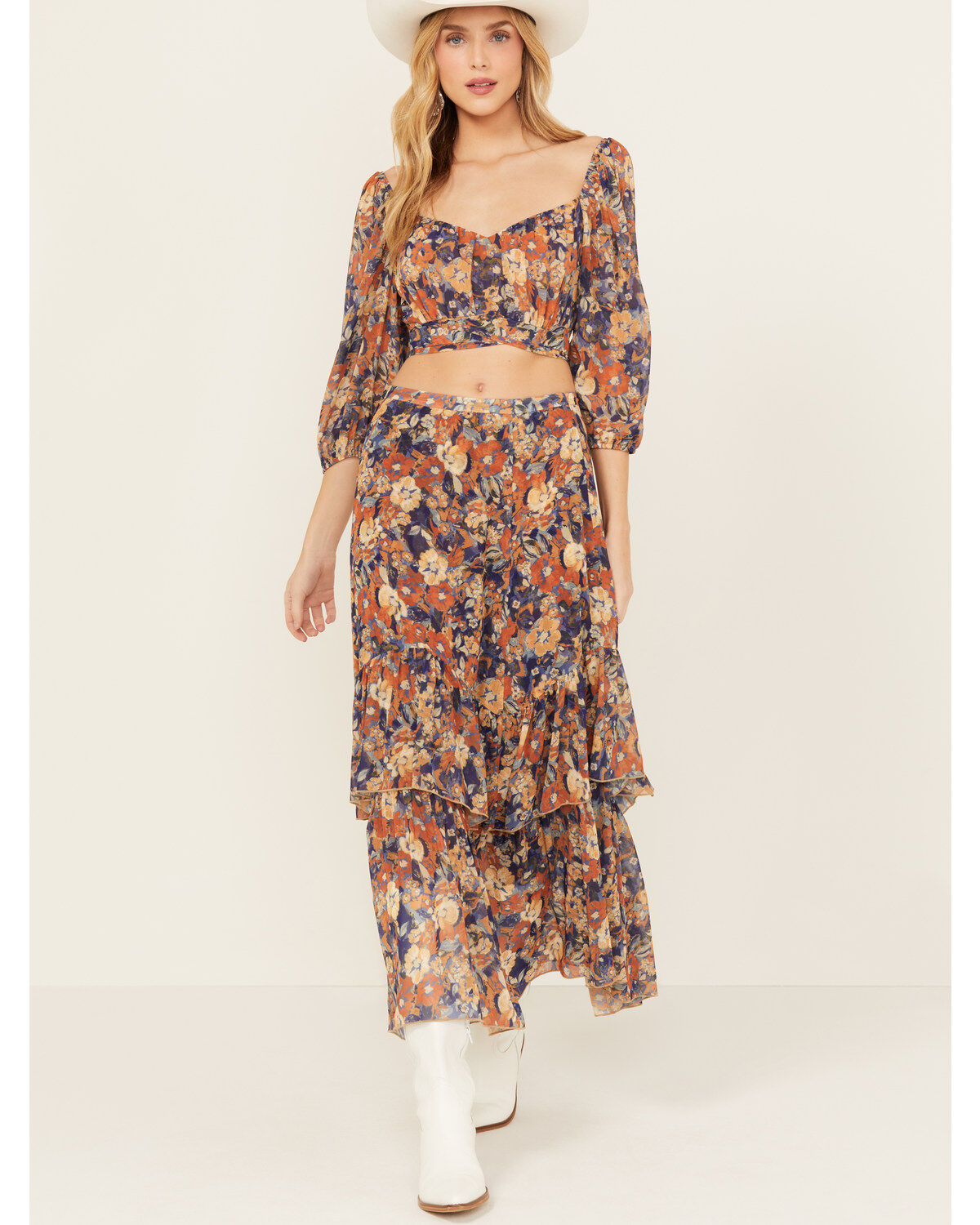 Women's Beyond The Radar Floral Print Tiered Maxi Skirt
