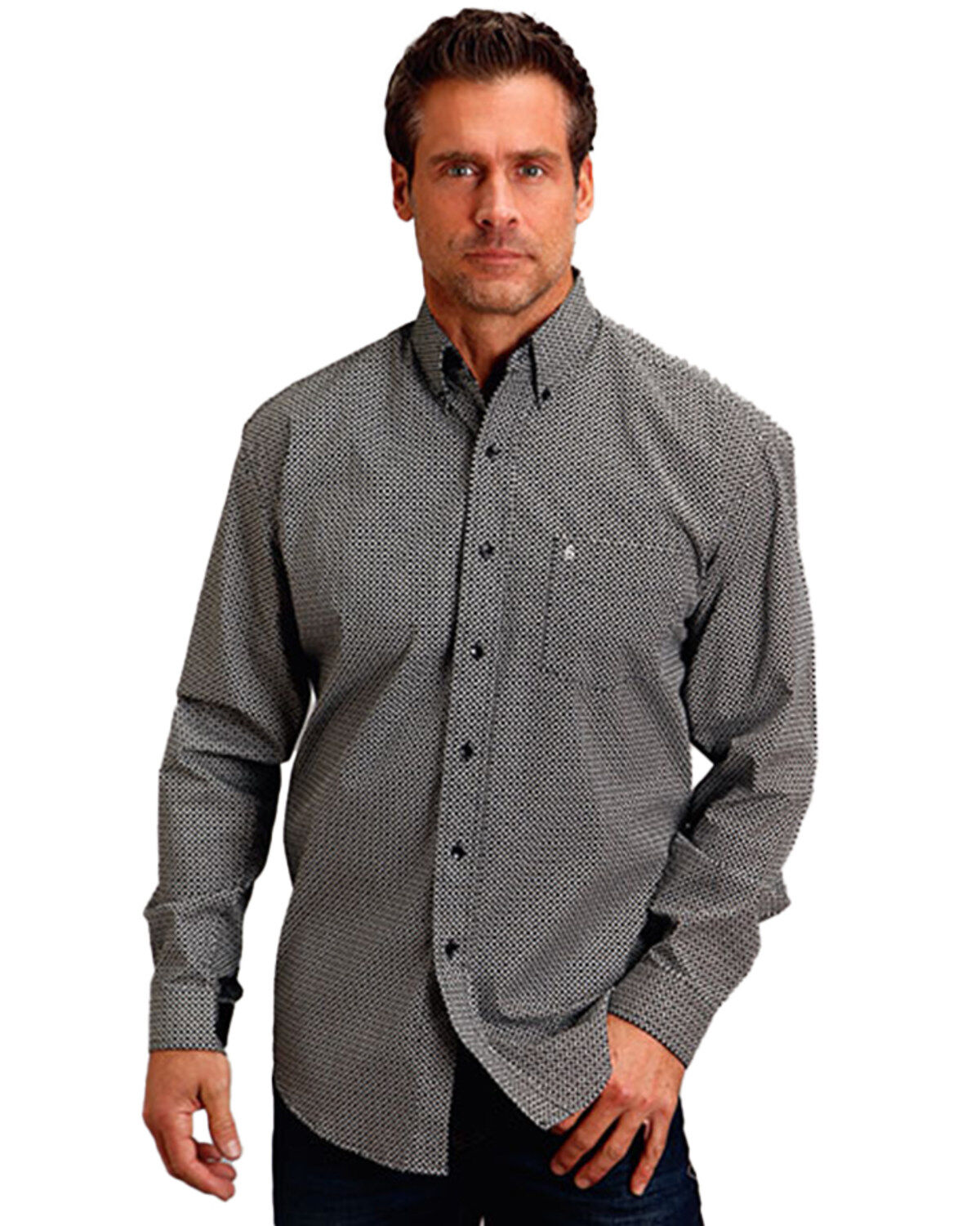 Men's Stetson Geo Print Long Sleeve Button-Down Western Shirt