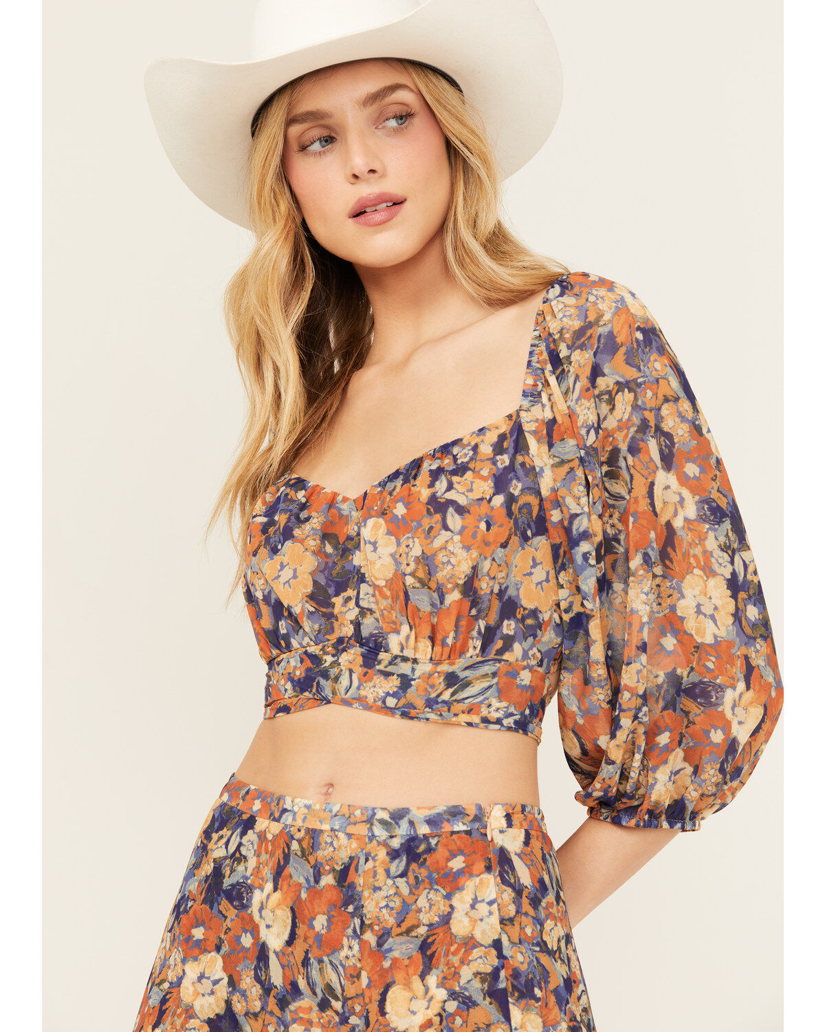 Women's Beyond The Radar Floral Print Tie Back Top
