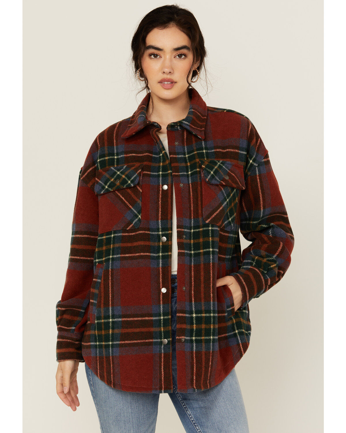 Women's Fornia Plaid Print Shacket