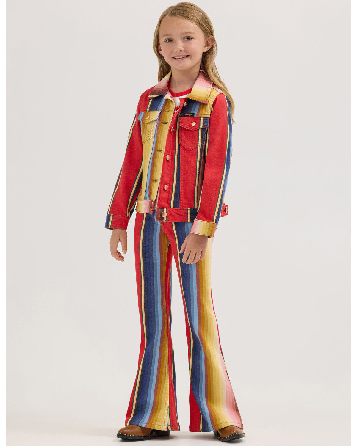 Girls' Wrangler X Lainey Wilson Rodeo Striped Bell Bottom Stretch Flar
