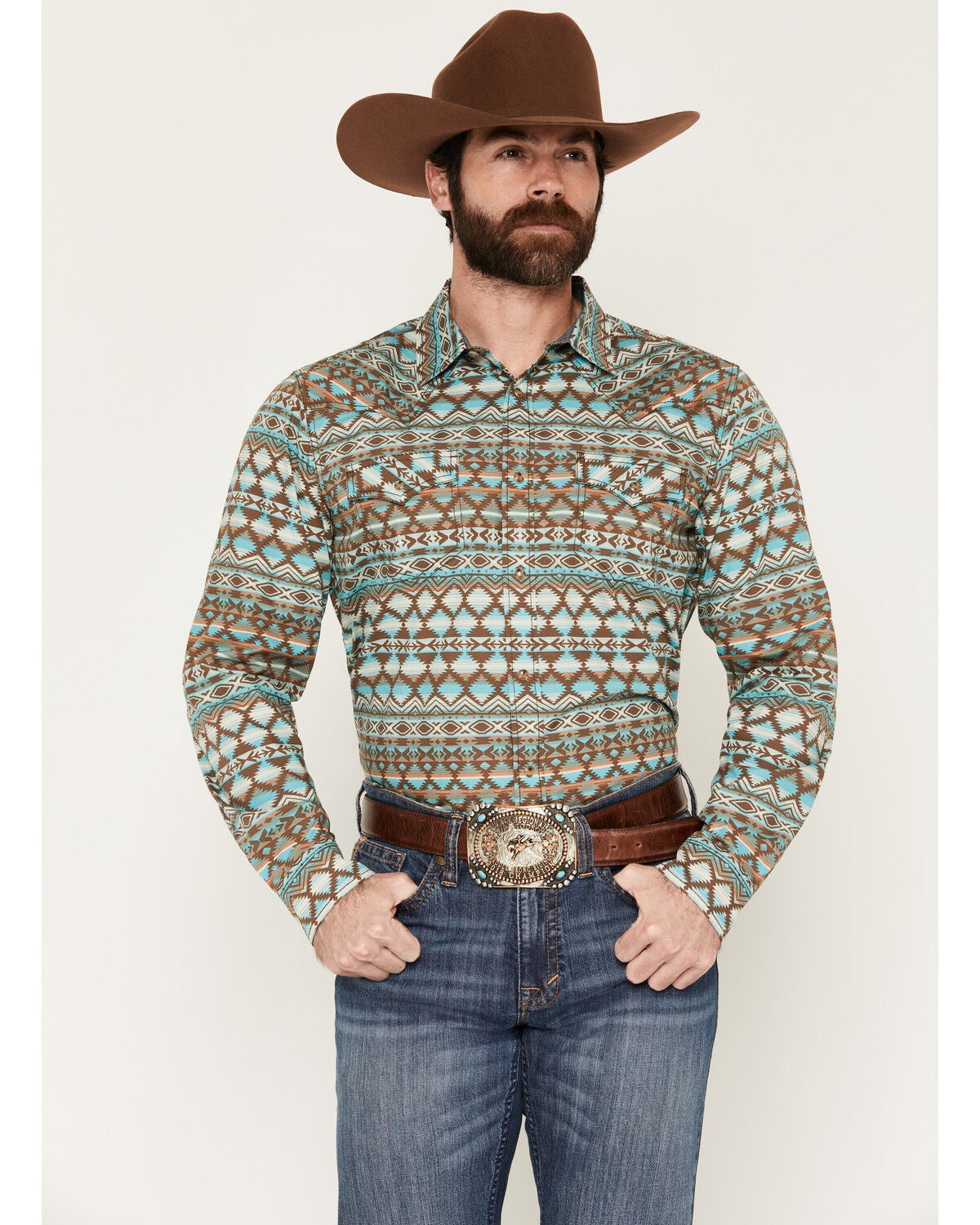 Men's Cody James Woodward Southwestern Long Sleeve Snap Western Shirt