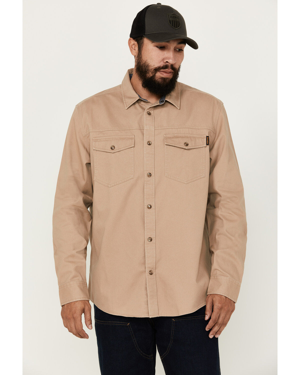 Men's Hawx All Out Woven Solid Long Sleeve Snap Work Shirt - Big