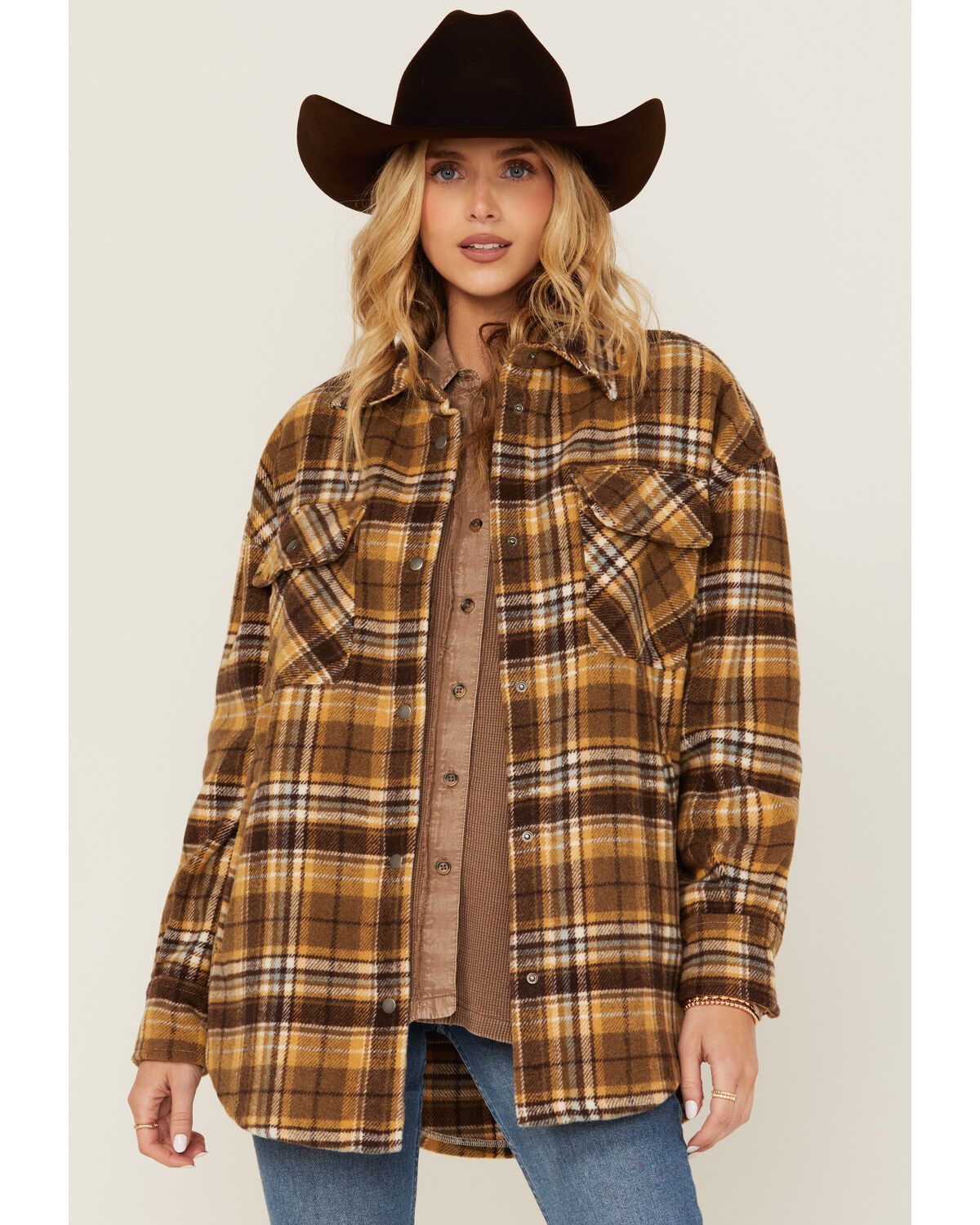 Women's Fornia Plaid Print Shacket