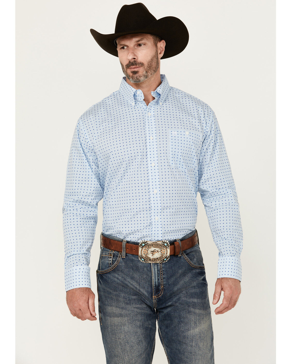 Men's Wrangler Geo Print Long Sleeve Button-Down Western Shirt