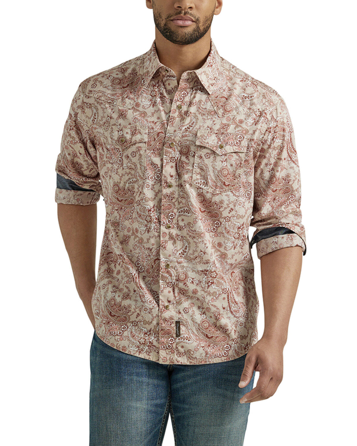 Men's Wrangler Retro Paisley Print Long Sleeve Snap Western Shirt