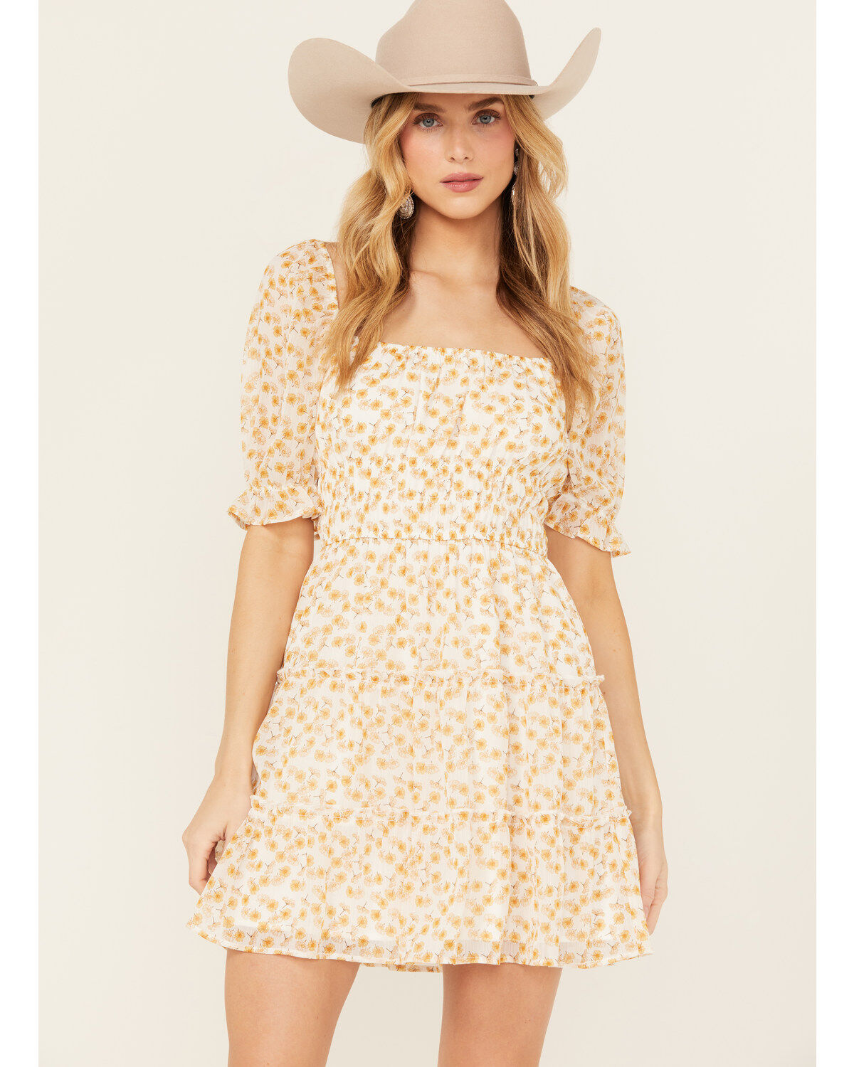 Women's Ash & Violet Floral Short Sleeve Mini Dress