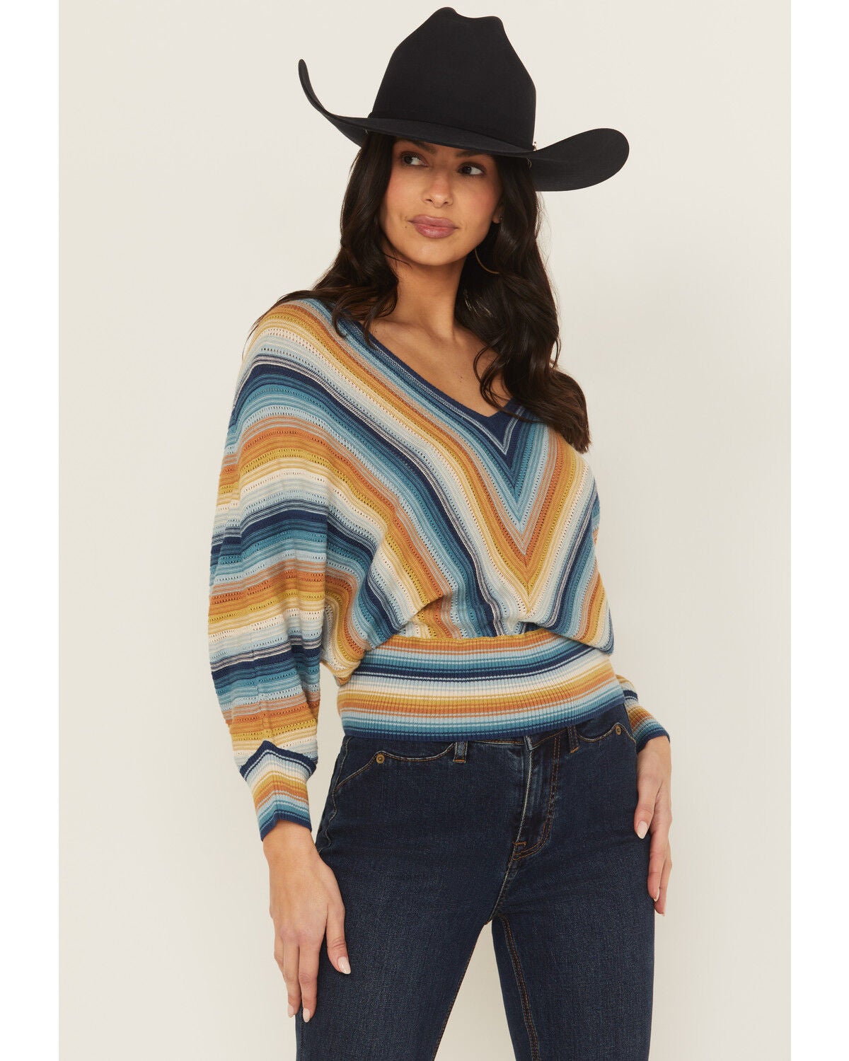 Women's Shyanne Striped Dolman Sleeve Sweater