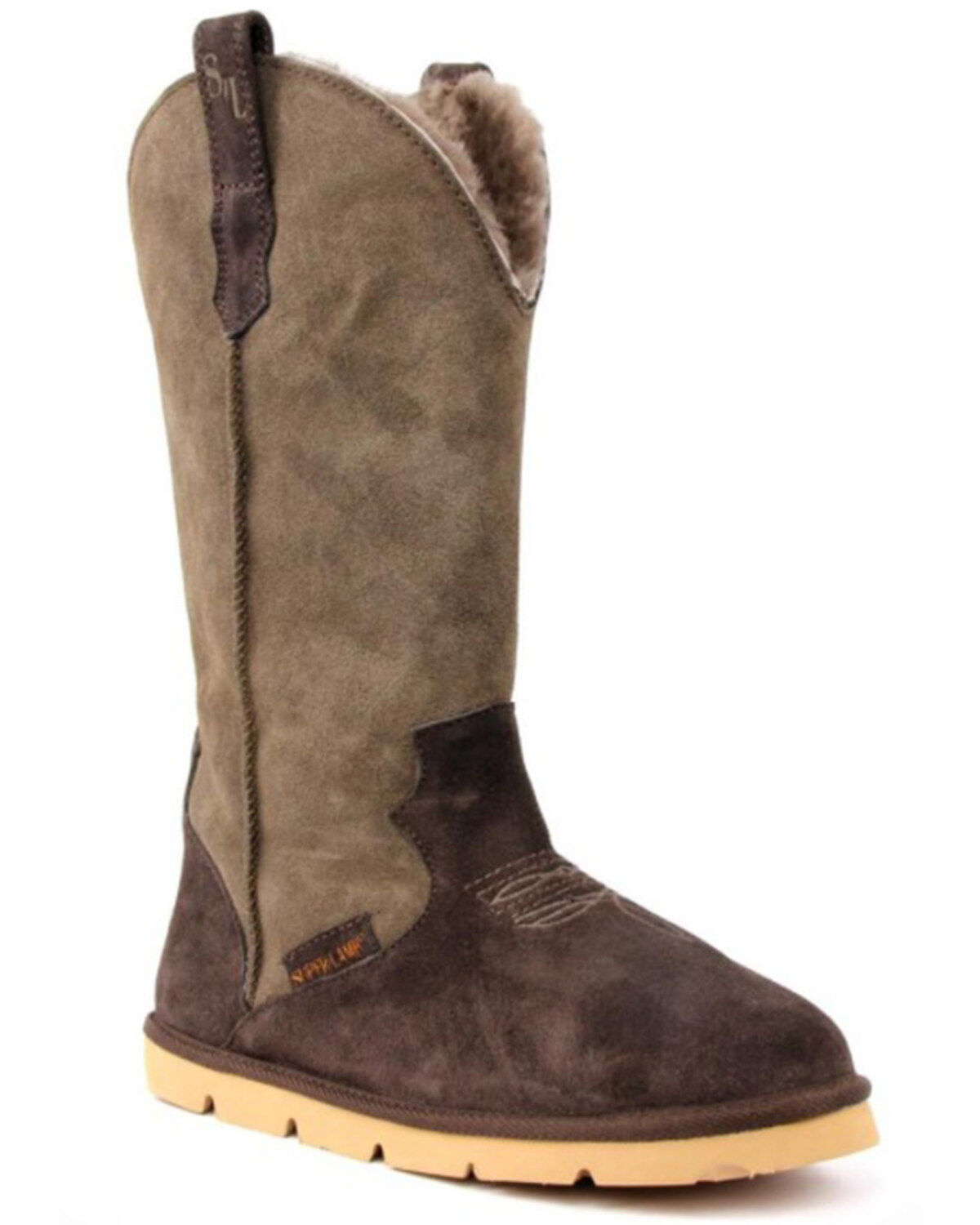Women's Superlamb Cowboy All Suede Leather Pull On Casual Boot - Round