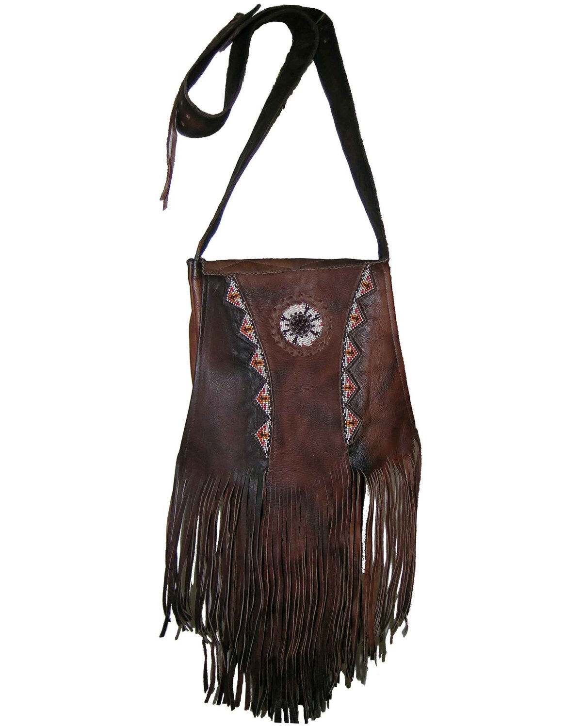 Women's Kobler Leather Brown Beaded Shoulder Bag