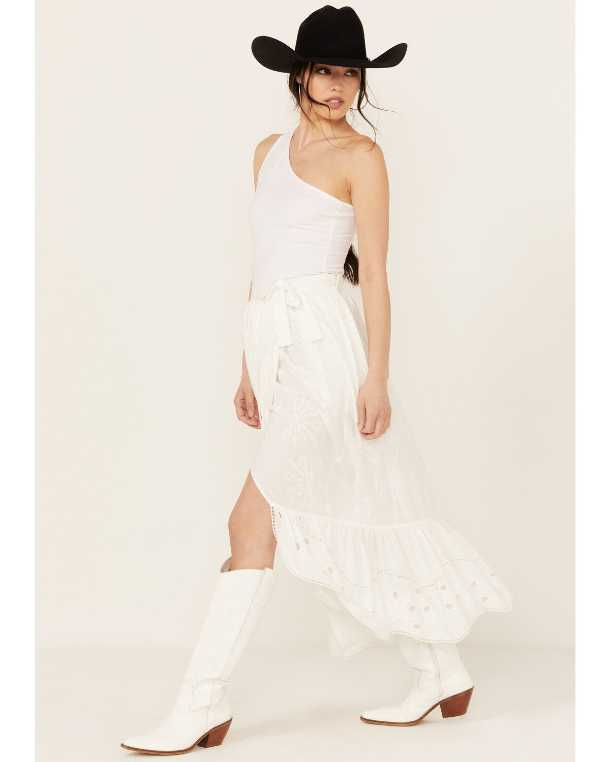 Women's Beyond The Radar Eyelet Midi Skirt