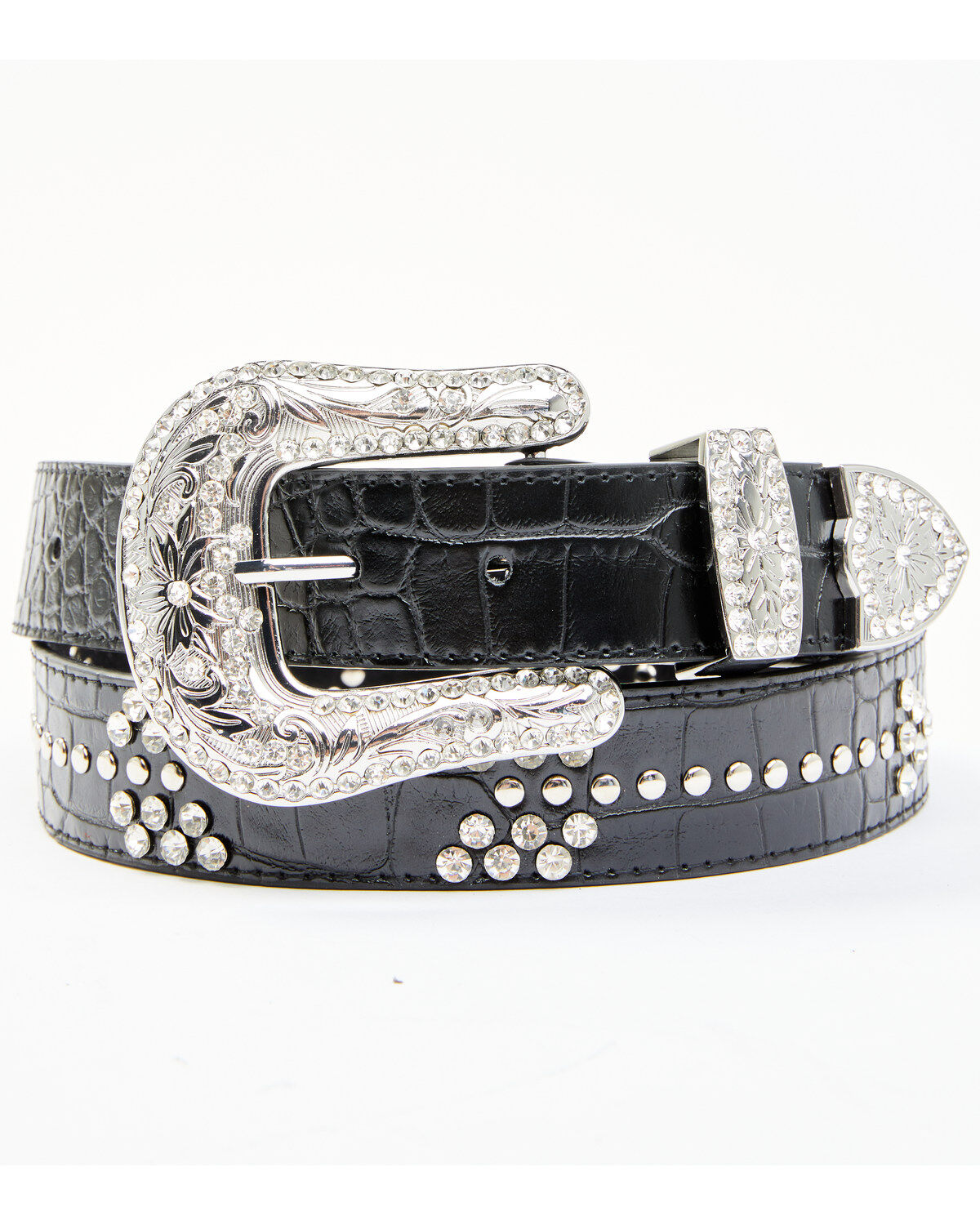 Women's Shyanne Croc Print Bling Arrow Belt
