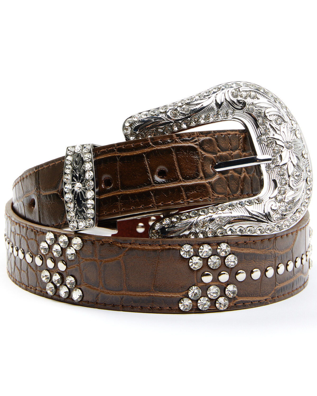 Women's Shyanne Croc Print Bling Arrow Belt