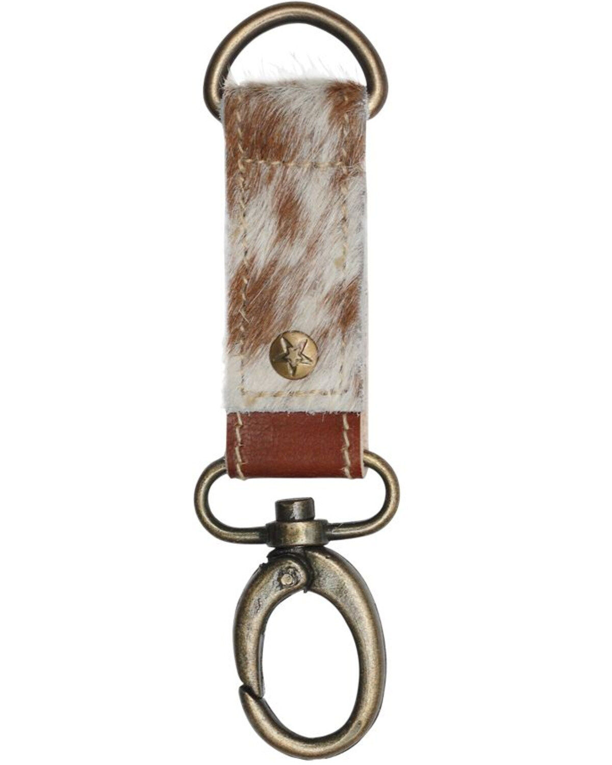Myra Bags Brown & White Hair-on Leather Key Fob