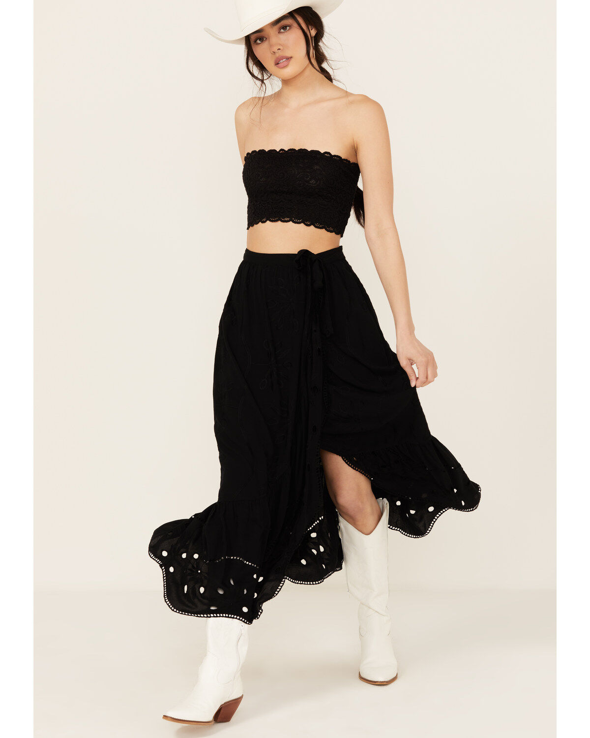 Women's Beyond The Radar Eyelet Midi Skirt