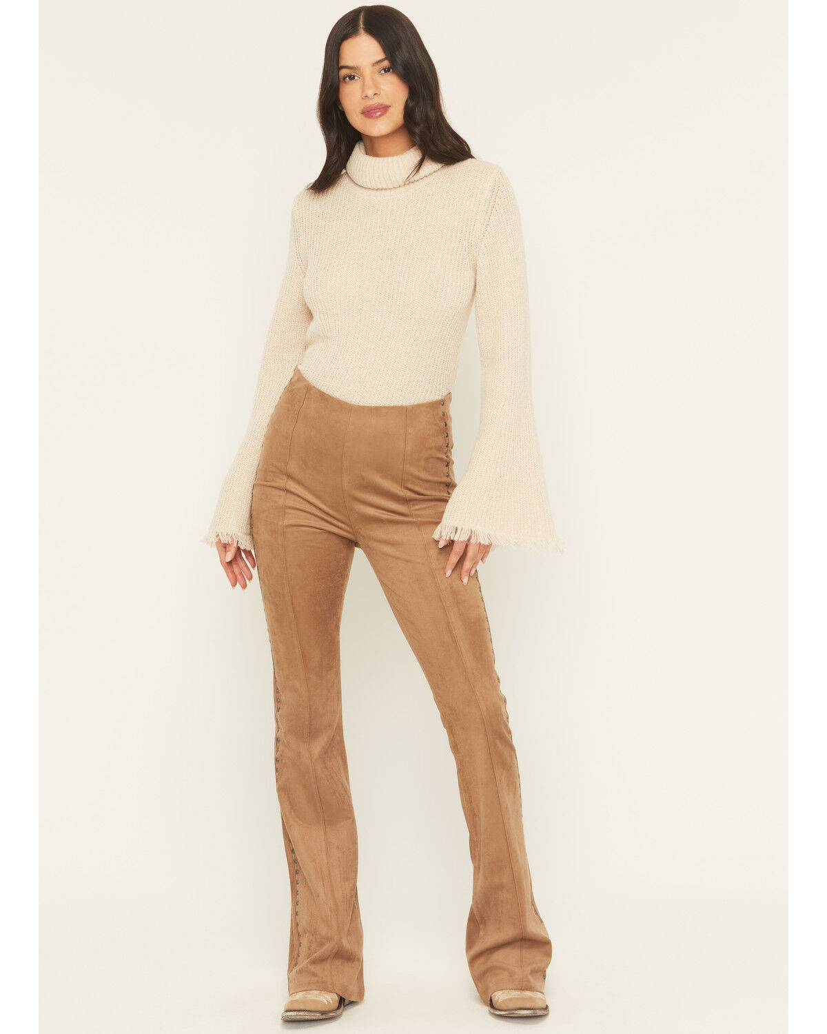 Women's Shyanne Faux Suede Studded Flare Pants