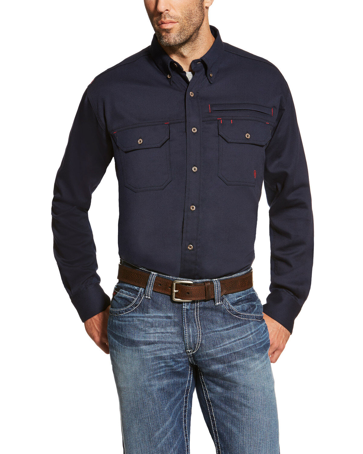 Men's Ariat FR Solid Vent Long Sleeve Button Down Work Shirt - Big