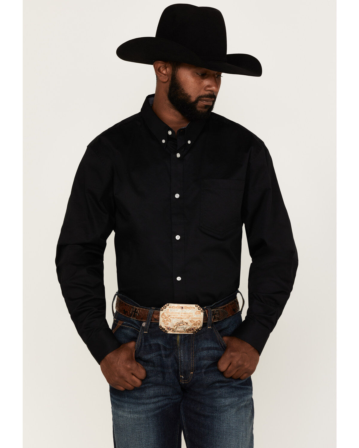 Men's RANK 45 Basic Twill Long Sleeve Button-Down Western Shirt - Tal