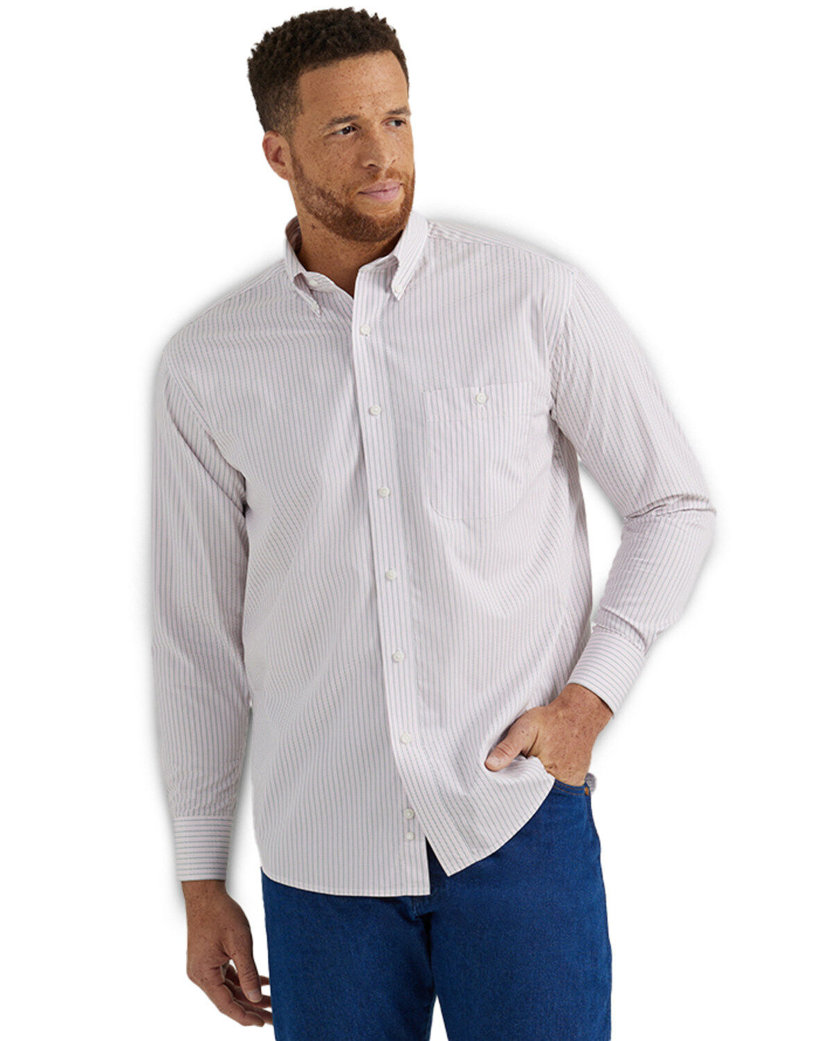 Men's Wrangler Bucking Cancer Geo Print Long Sleeve Button-Down Wester