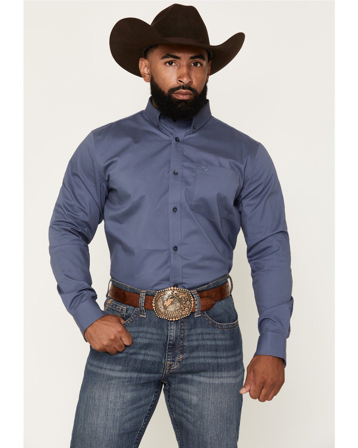 Men's Cody James Solid Long Sleeve Button-Down Stretch Western Shirt -