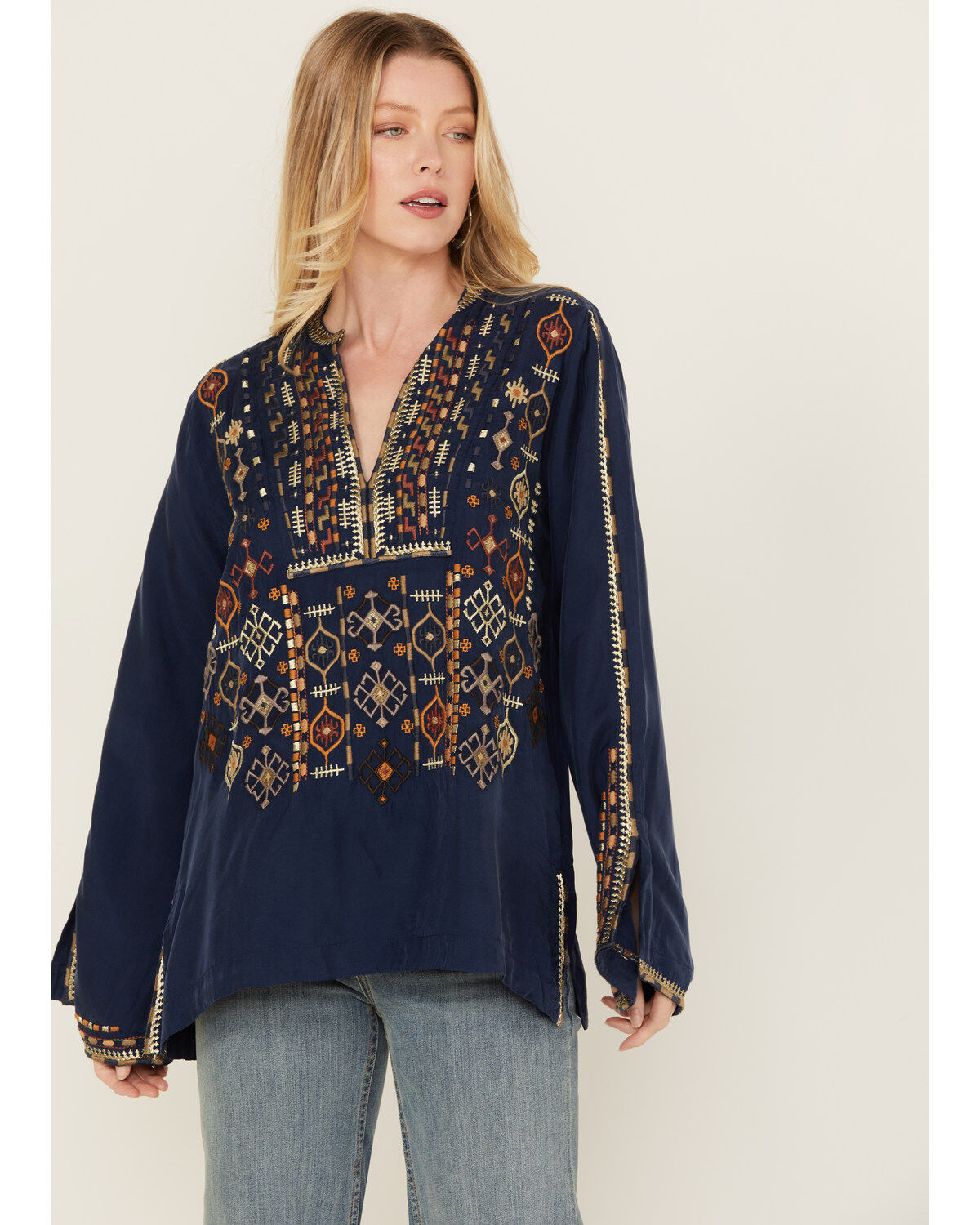 Women's Johnny Was Embroidered Long Sleeve Shirt