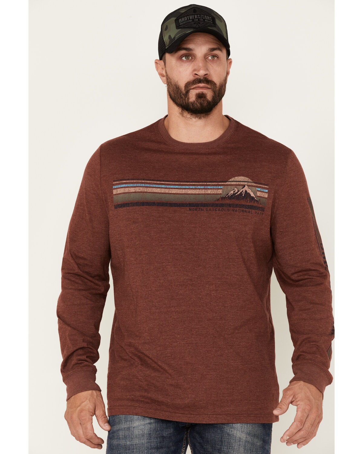 Men's Brothers and Sons Color Block Sunset Logo Long Sleeve T-Shirt