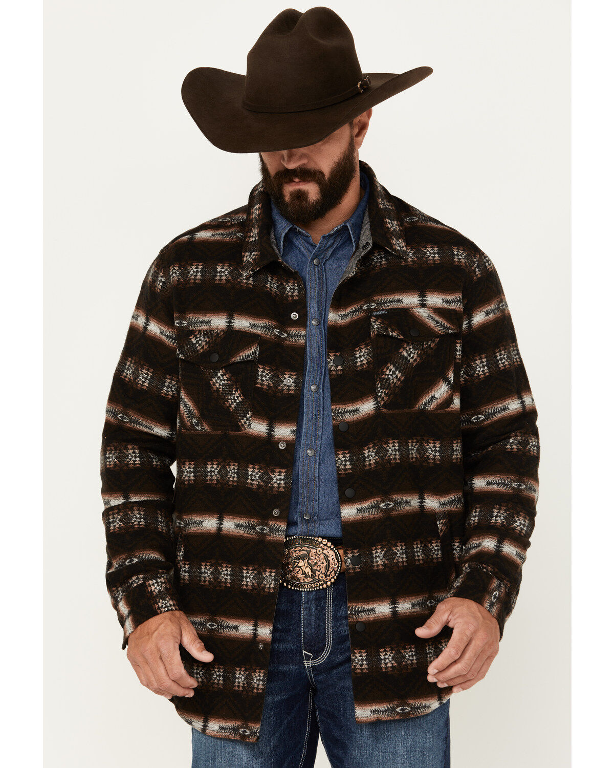 Men's Rock & Denim Southwestern Print Jacquard Shacket