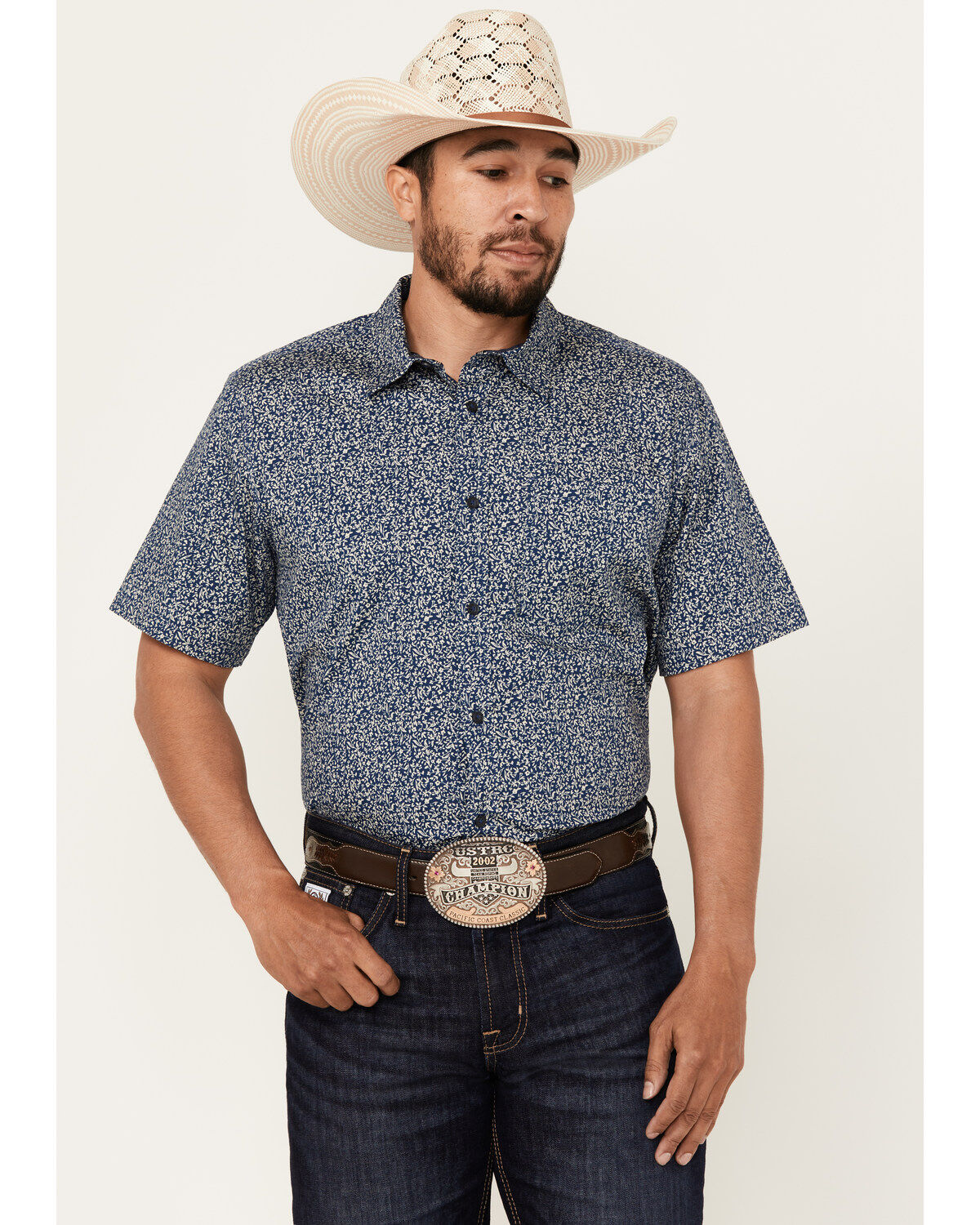 Men's Cody James Open Meadow Floral Print Short Sleeve Button-Down Str