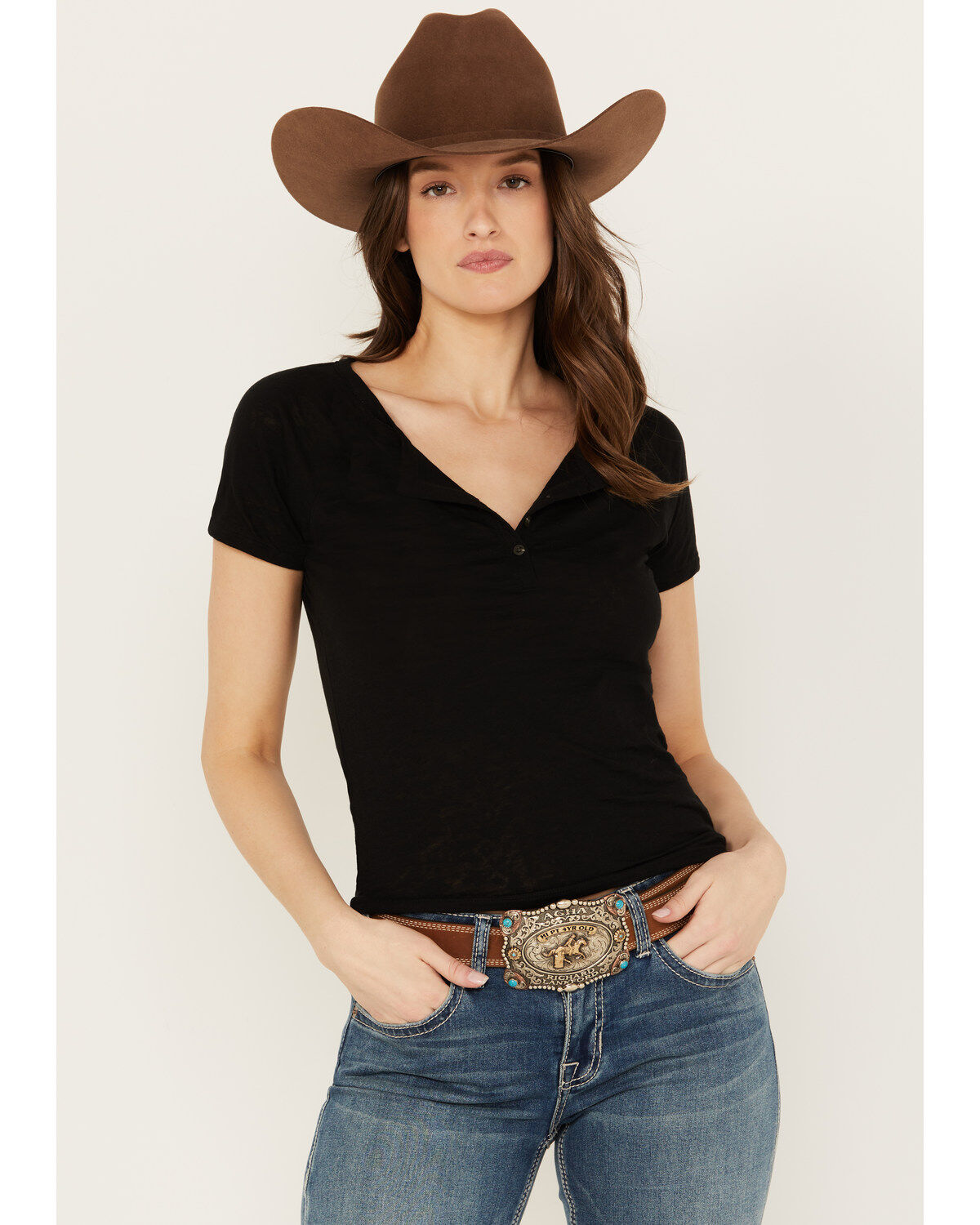 Women's RANK 45 Burnout Henley Tee