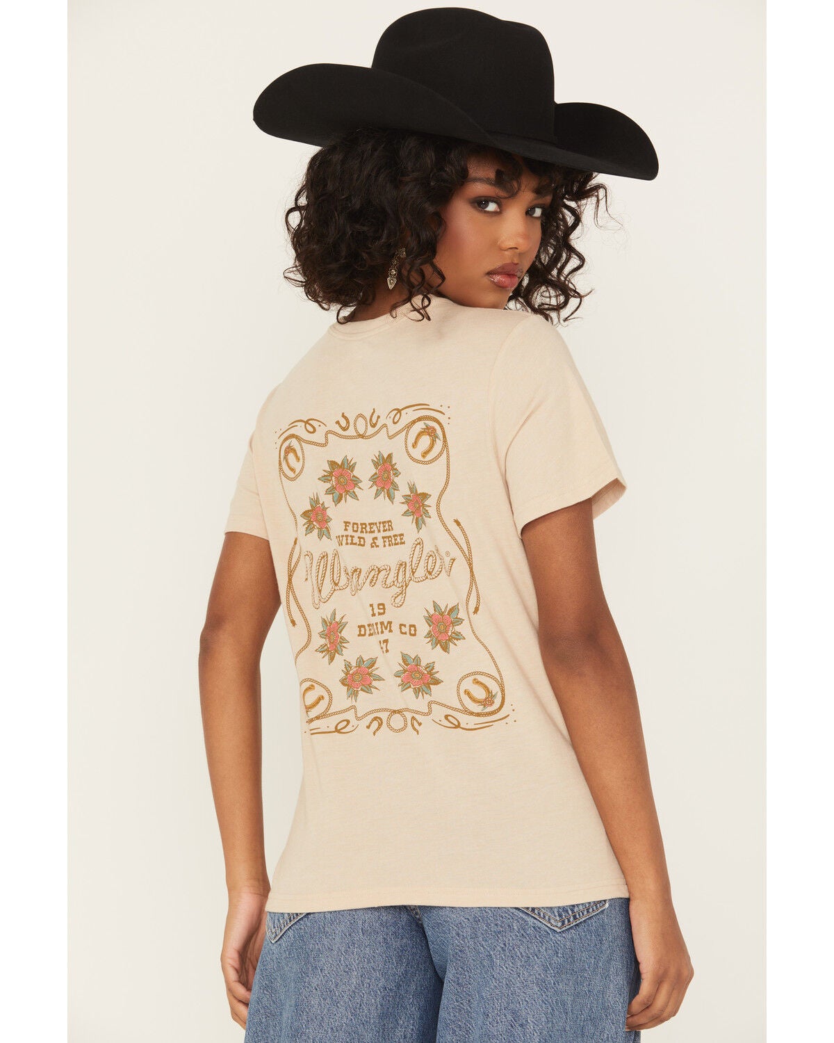 Women's Wrangler Logo Flower Short Sleeve Graphic Tee