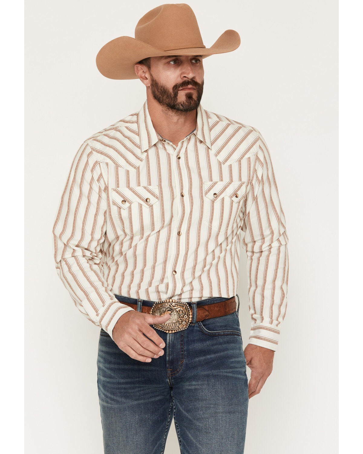 Men's Cody James Trigger Striped Print Long Sleeve Snap Western Shirt