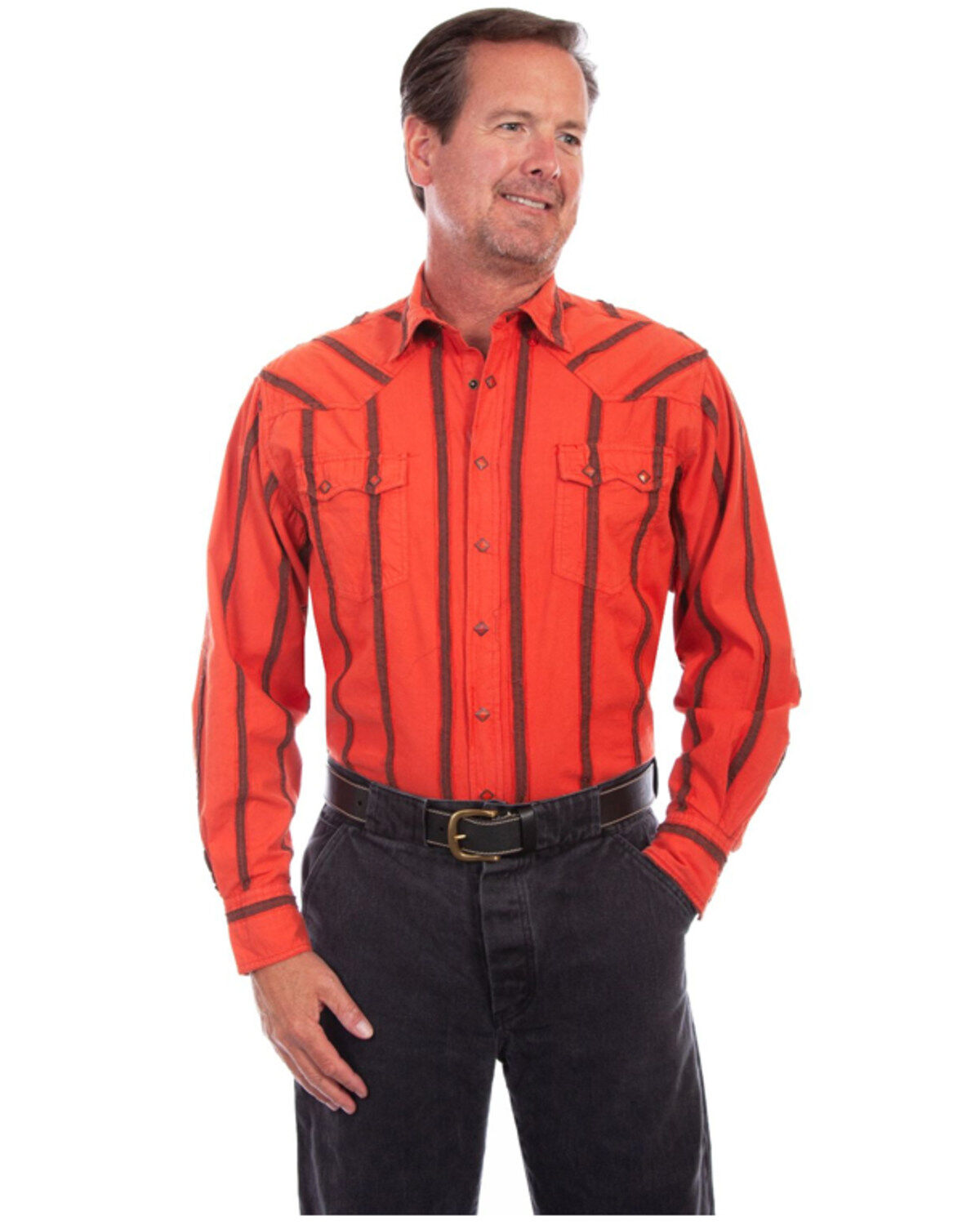 Men's Scully Striped Print Long Sleeve Snap Western Shirt