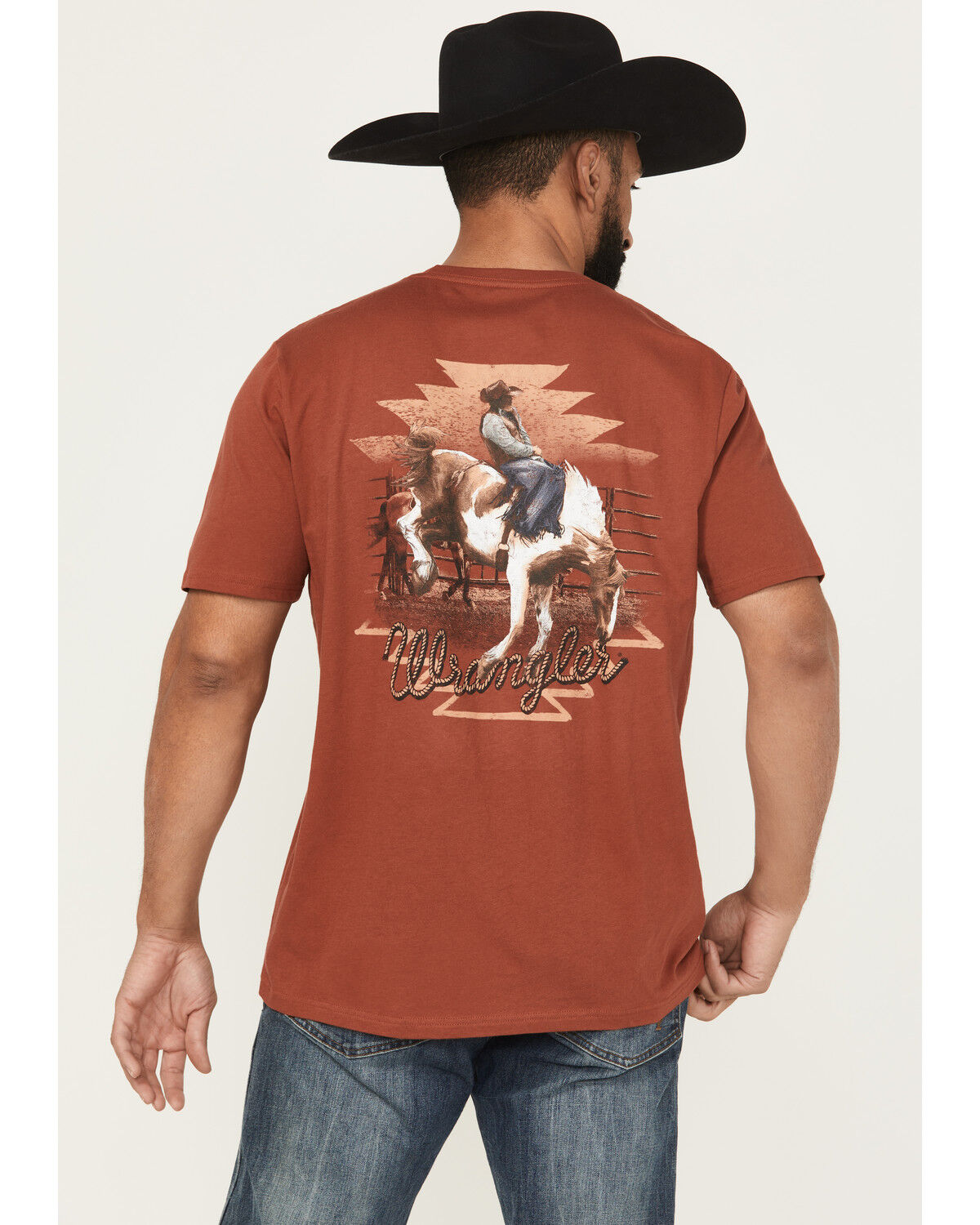 Men's Wrangler Boot Barn Exclusive Bucking Bronco Short Sleeve Graphic