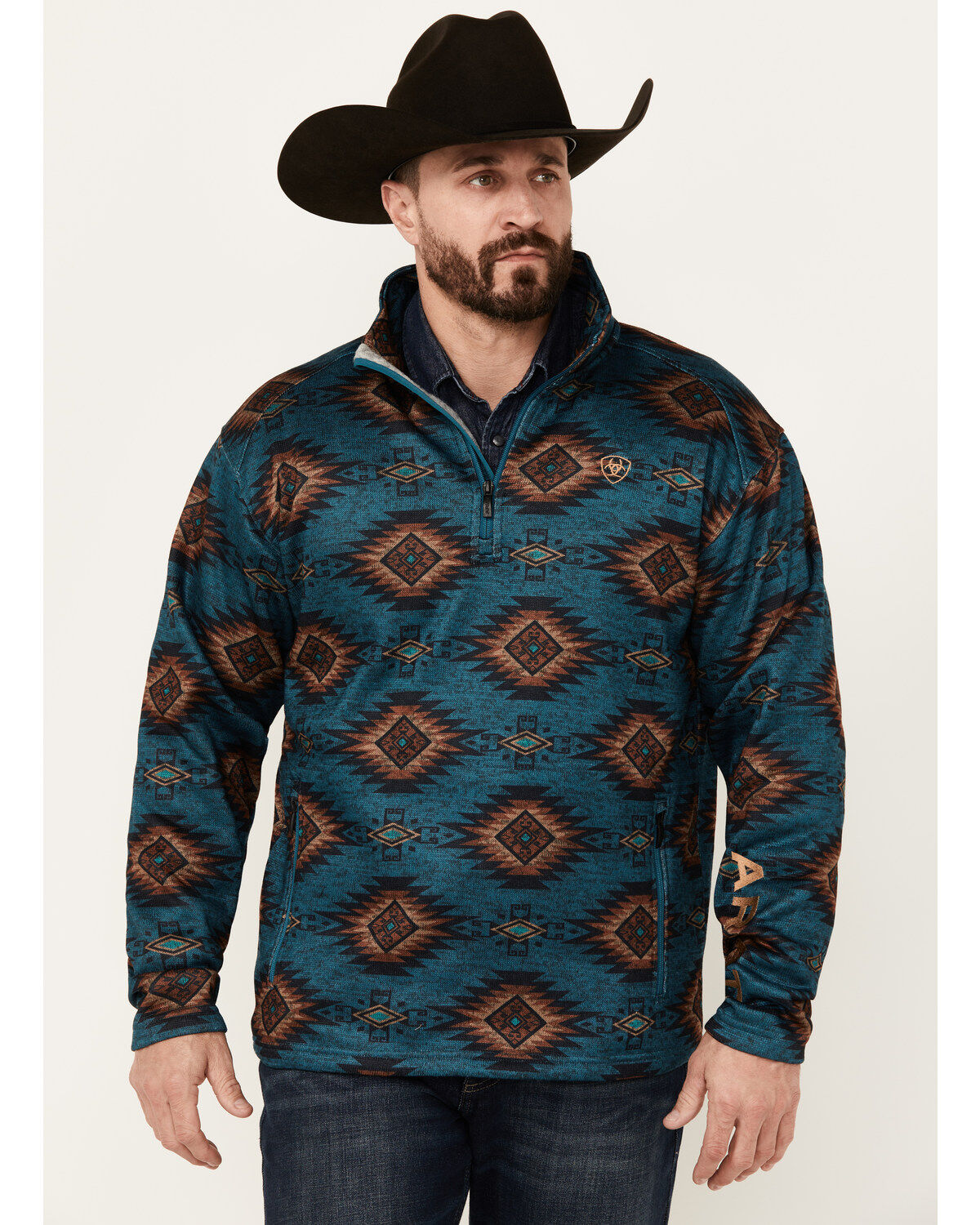 Men's Ariat Caldwell Southwestern Print 1/4 Zip Pullover