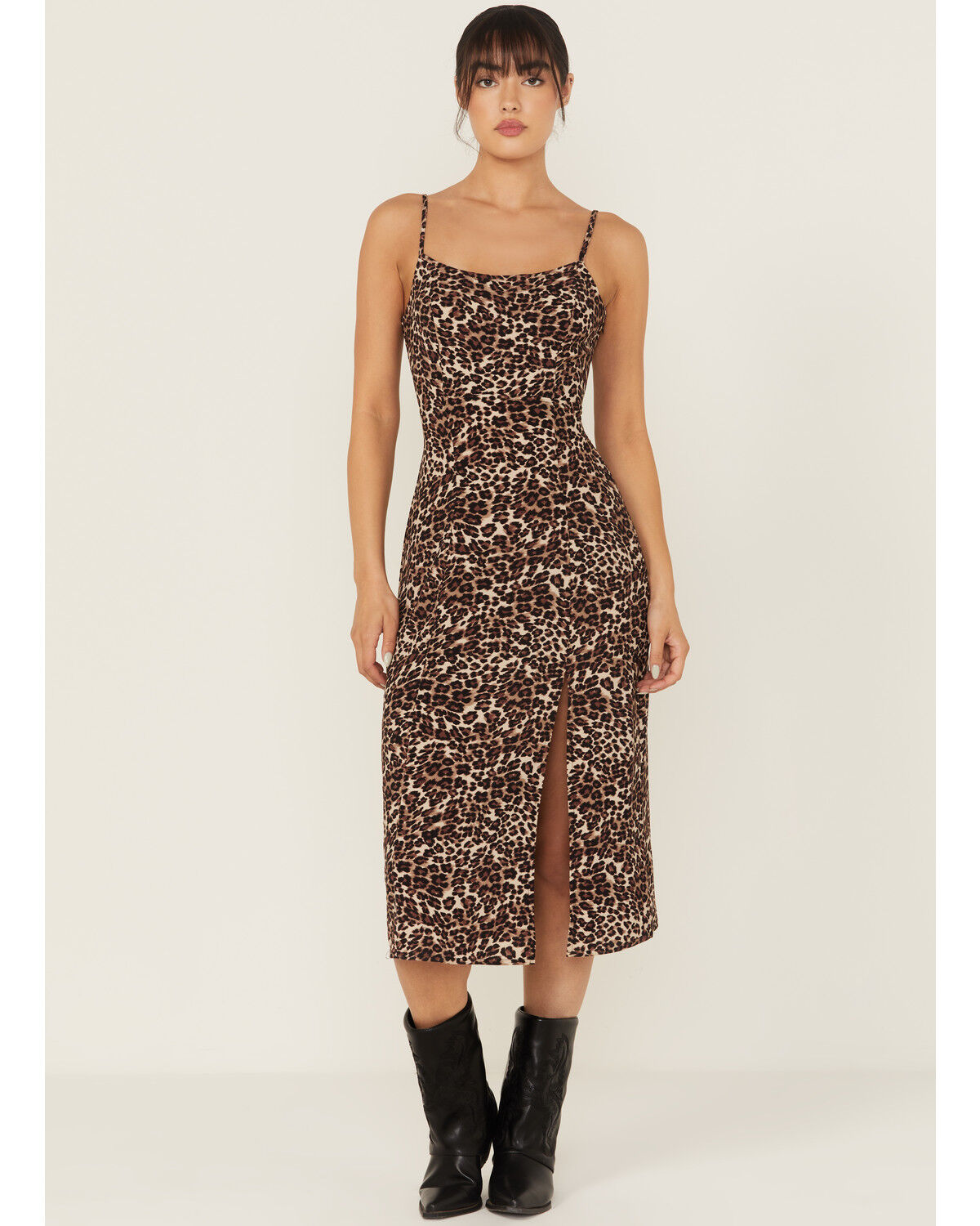 Women's Originality Leopard Print Midi Dress