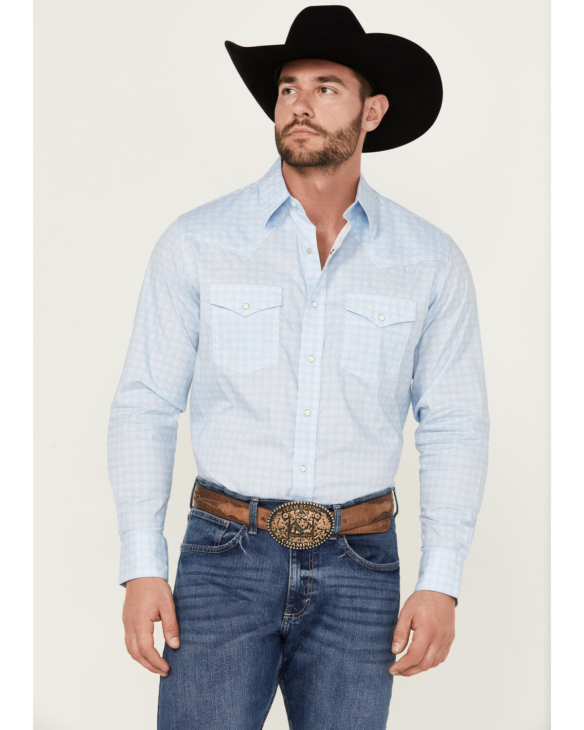 Men's Wrangler 20X Geo Print Long Sleeve Pearl Snap Stretch Western Sh