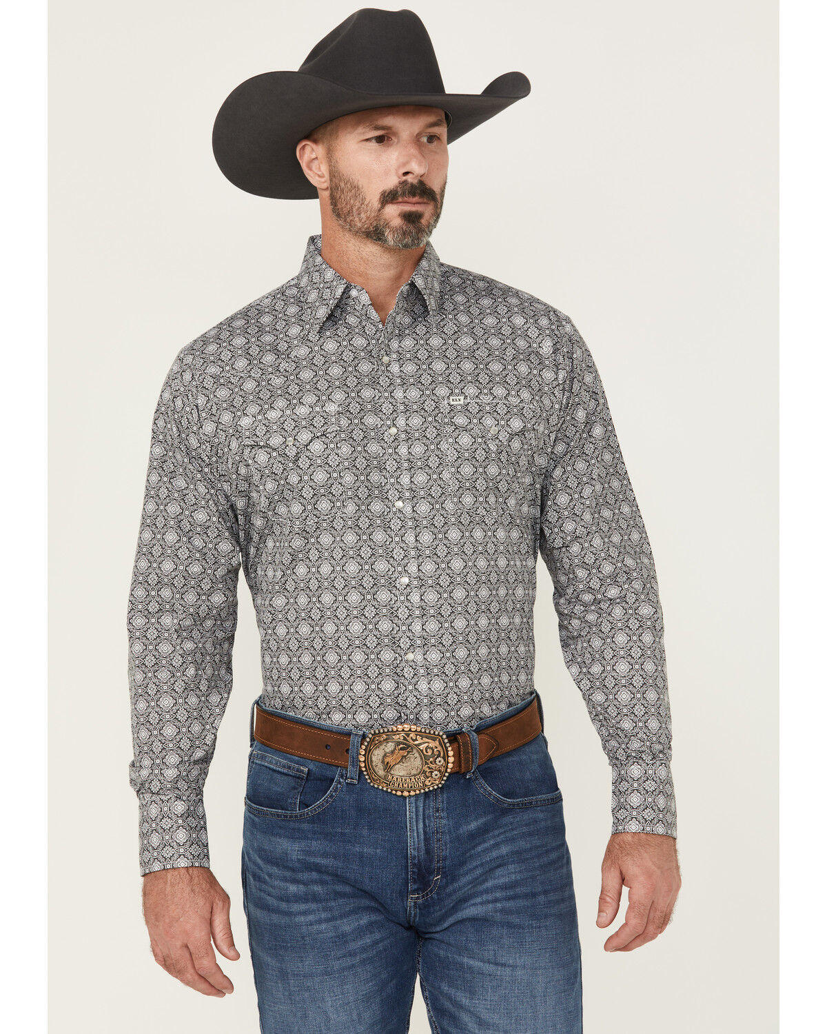 Men's Ely Walker Medallion Print Long Sleeve Pearl Snap Western Shirt