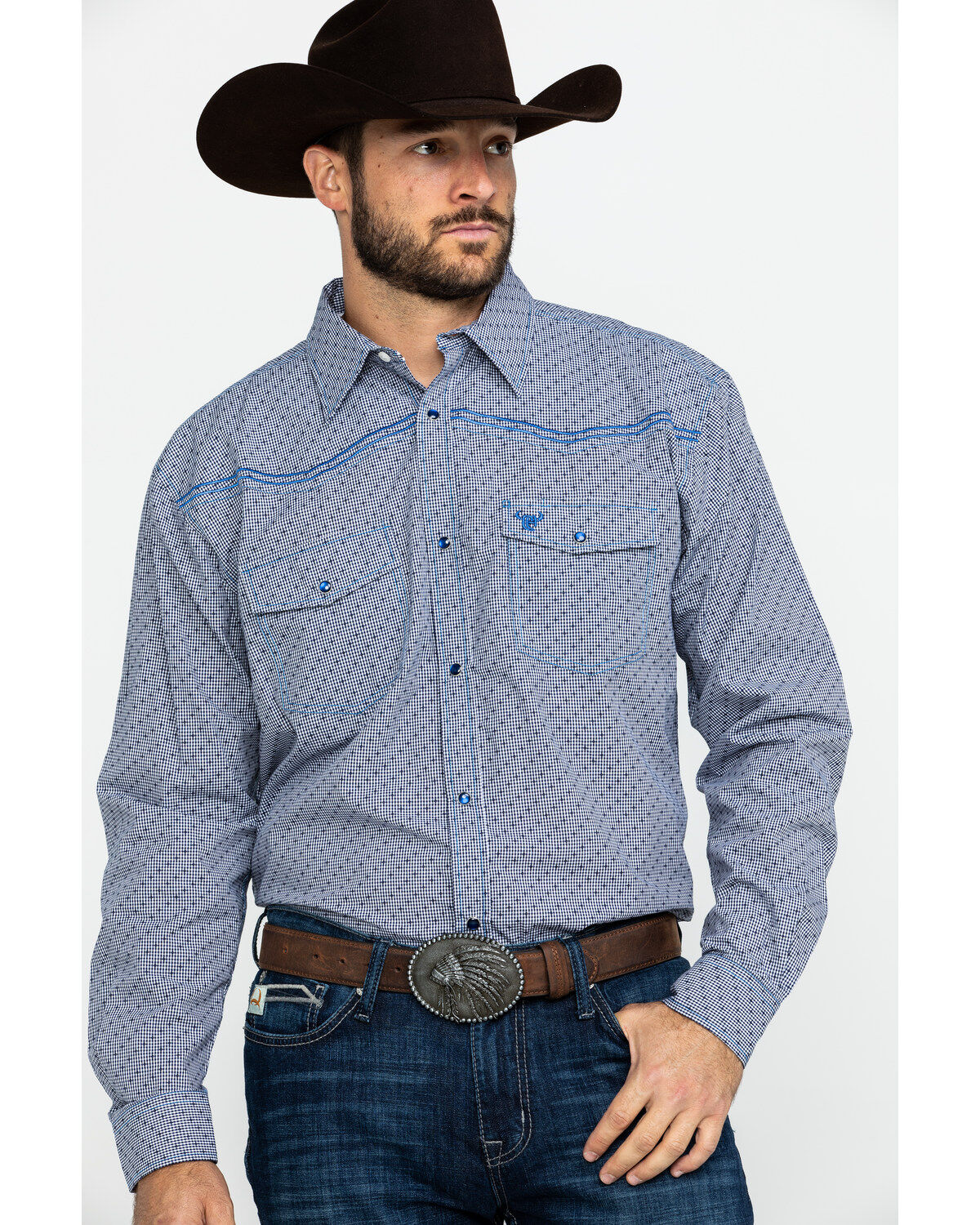 Men's Cowboy Hardware Dobby Print Long Sleeve Western Shirt
