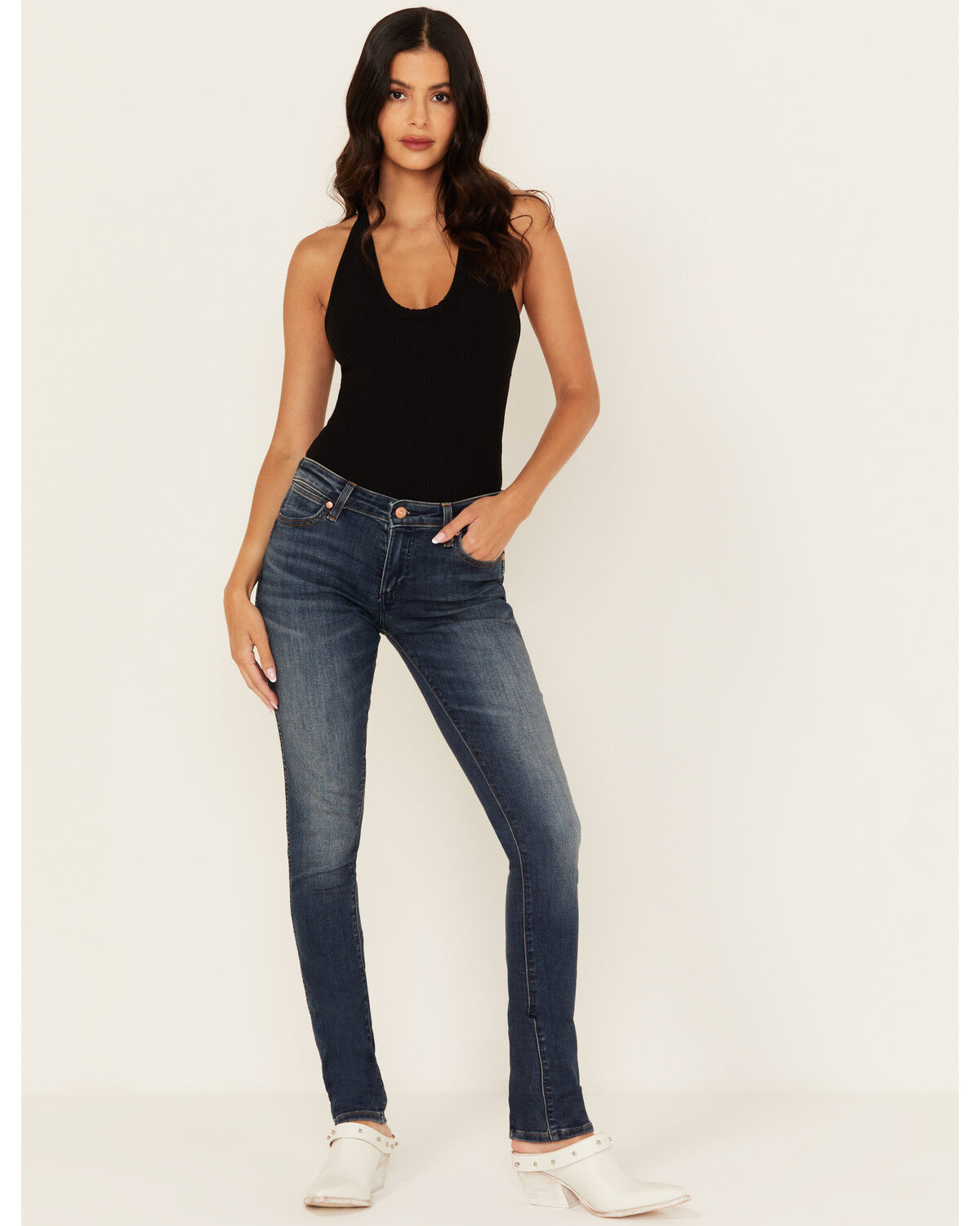 Women's Wrangler Dark Wash Howdy Honey Low Rise Skinny Stretch Denim J