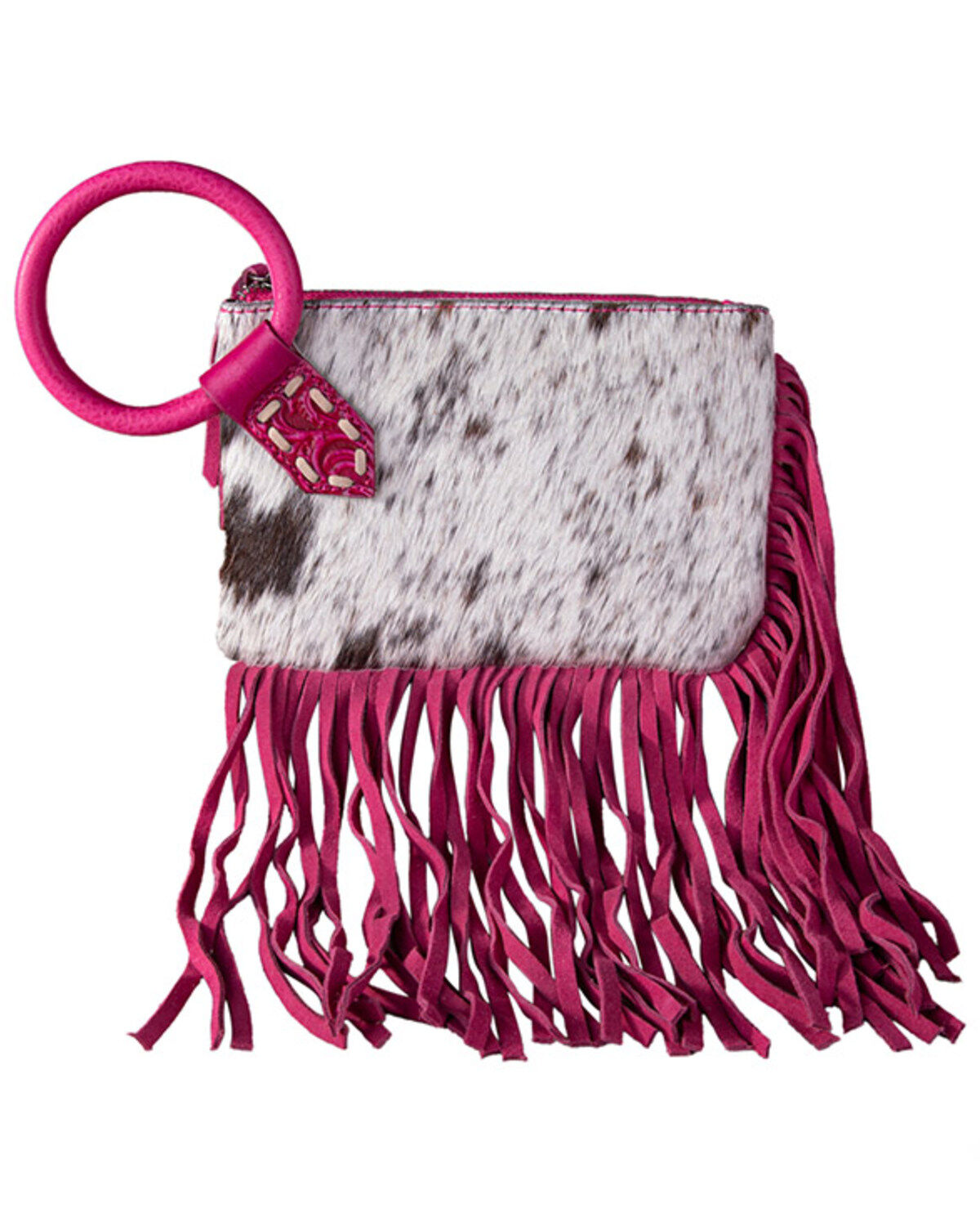 Women's Trinity Ranch Hairon Cowhide Ring Handle Wristlet